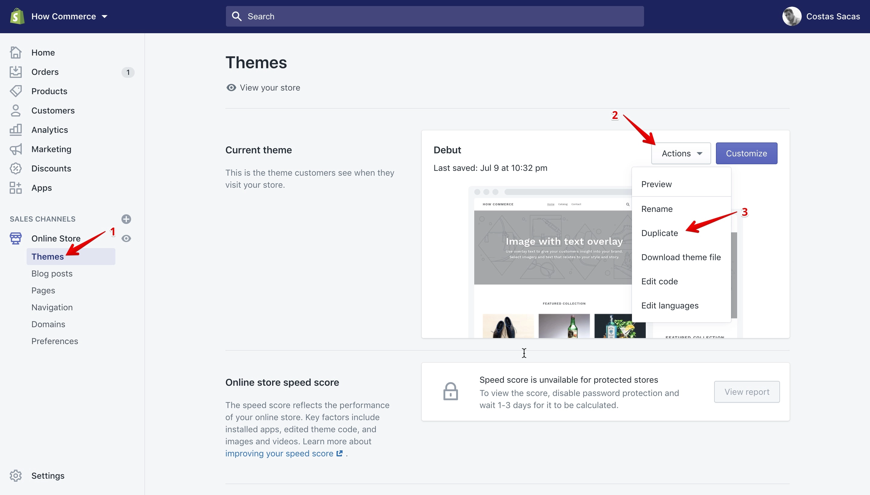 Themes listing page.