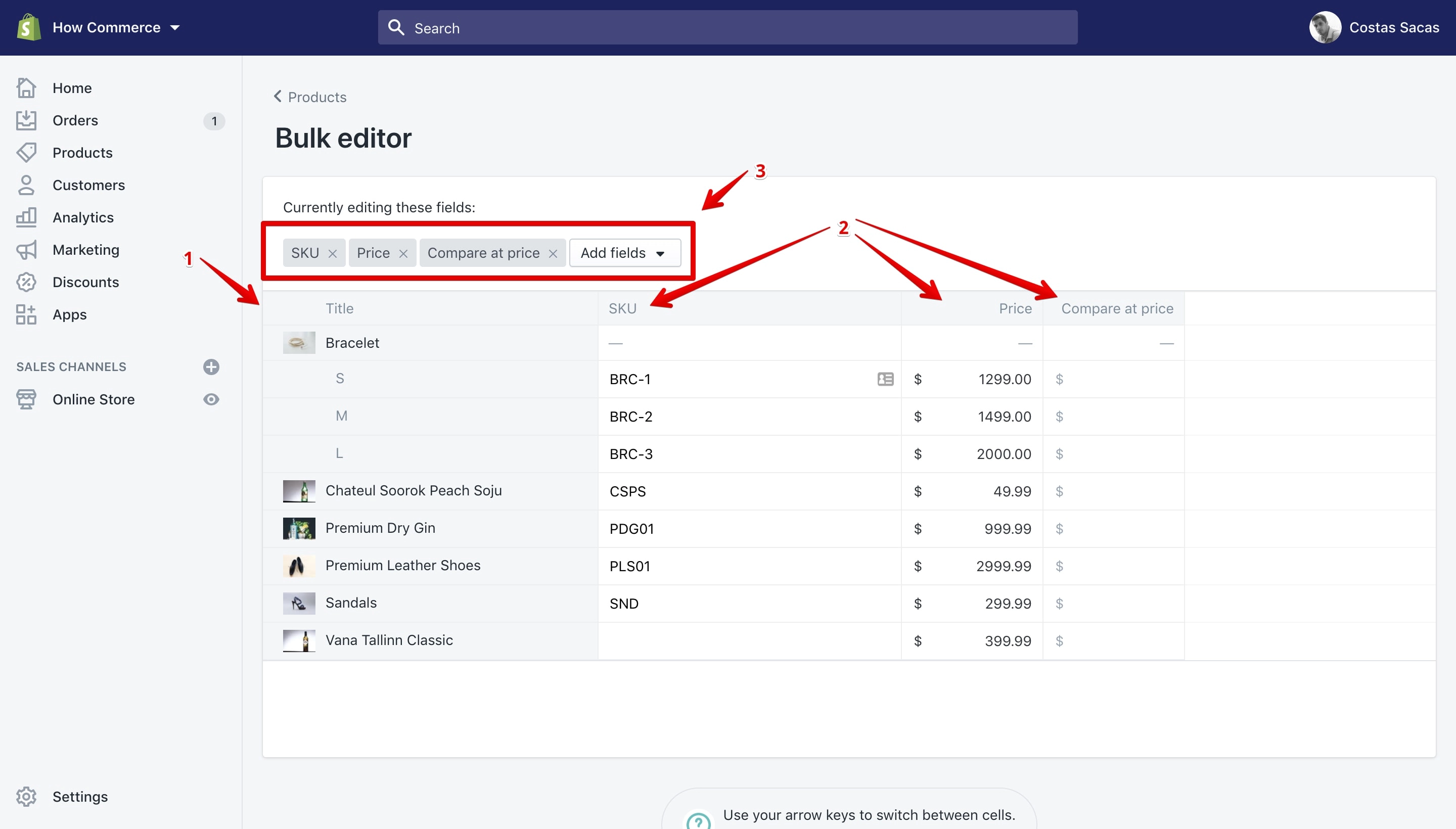 Bulk editor page.