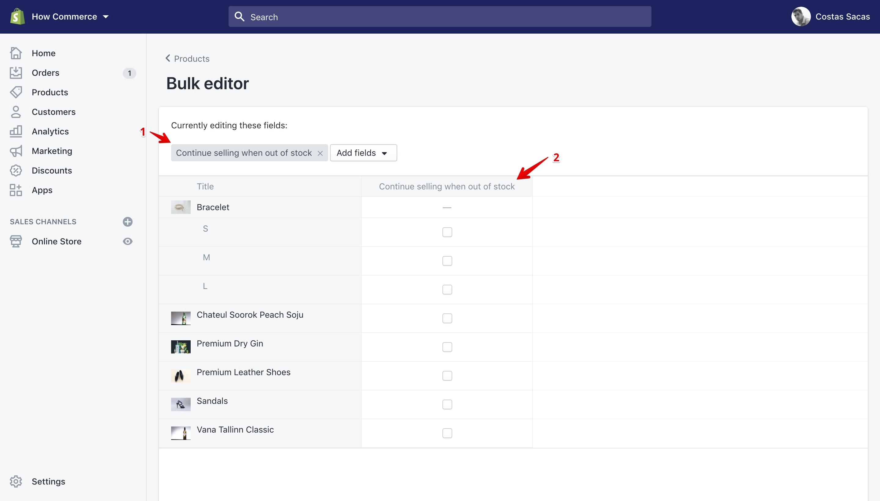 Add a new product property column inside the Bulk editor.