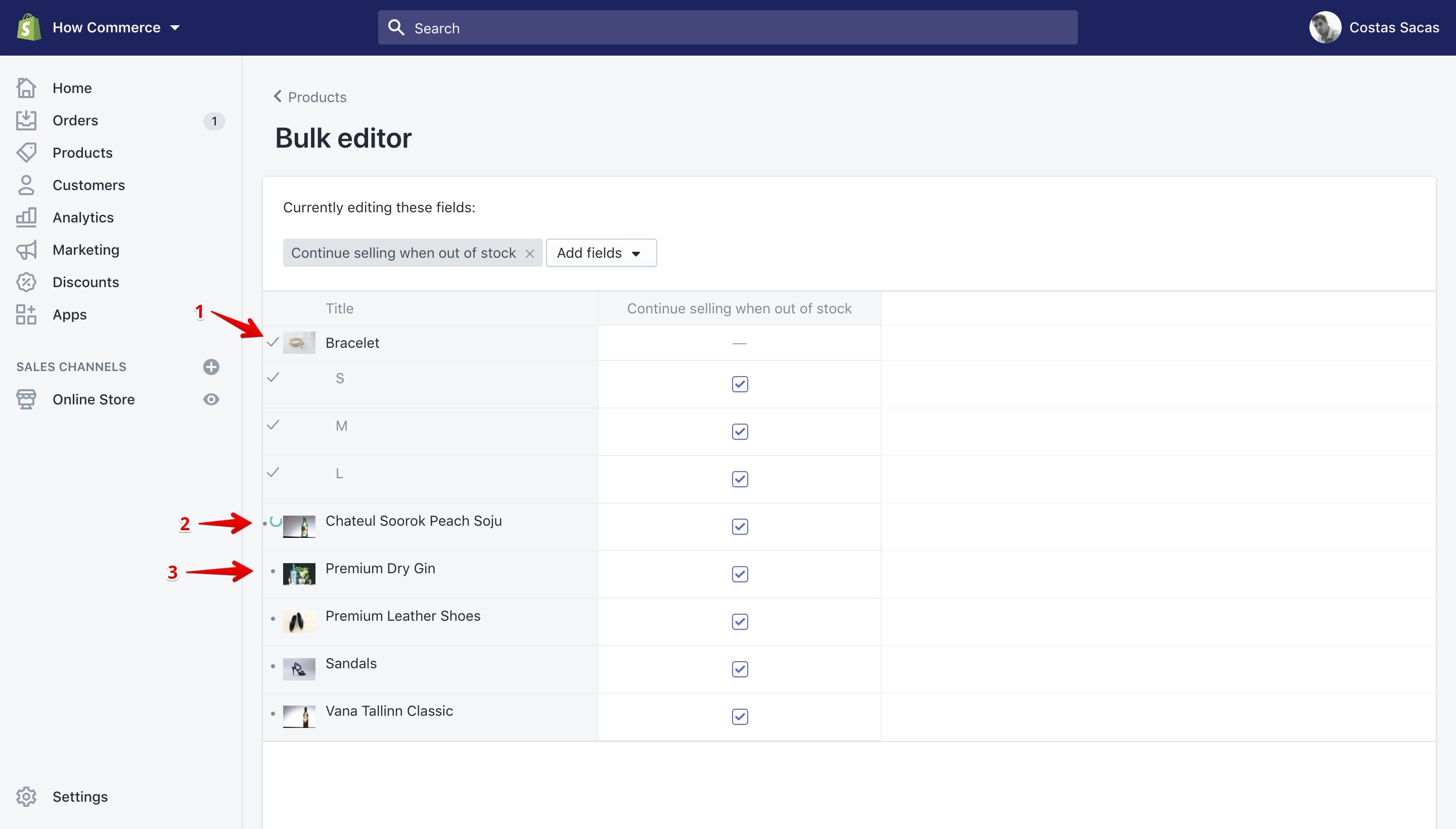 The process of saving product property changes inside the āBulk editorā.