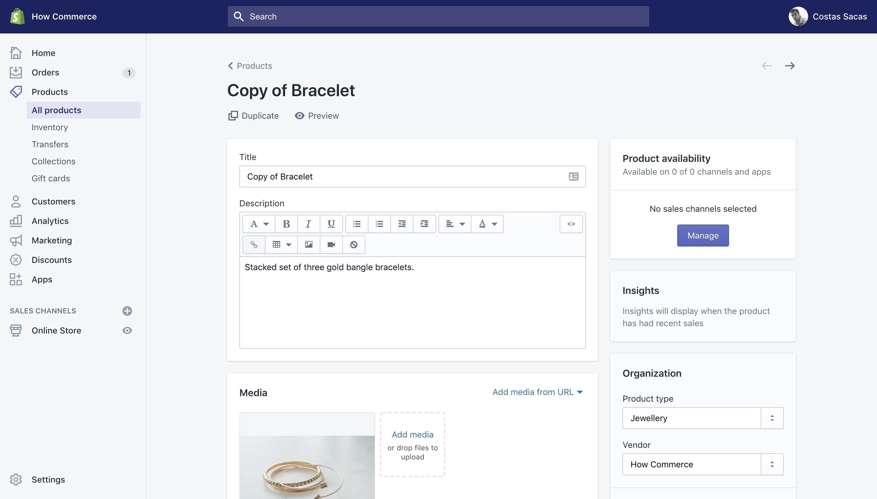 Duplicated product edit page.