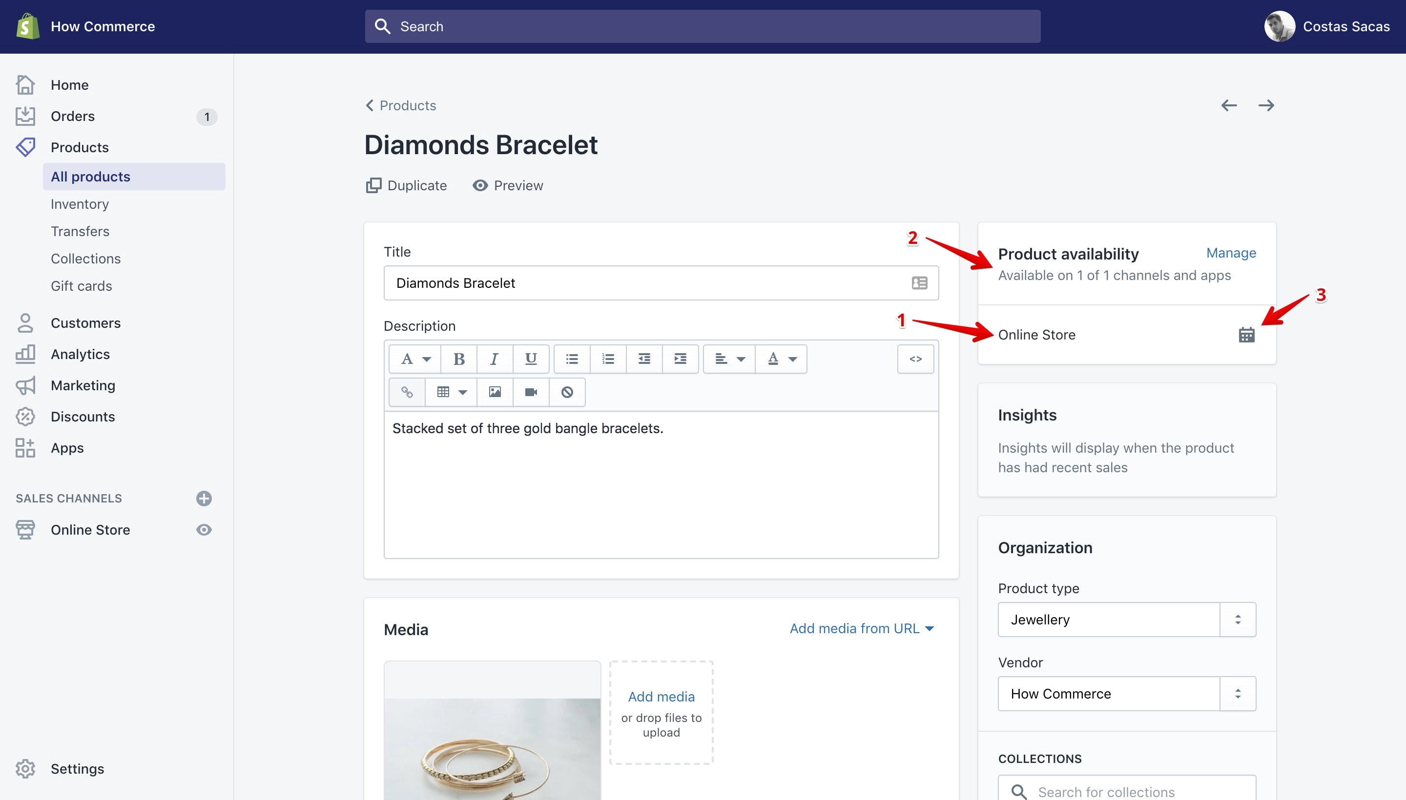 New Sales Channel assigned to the product.