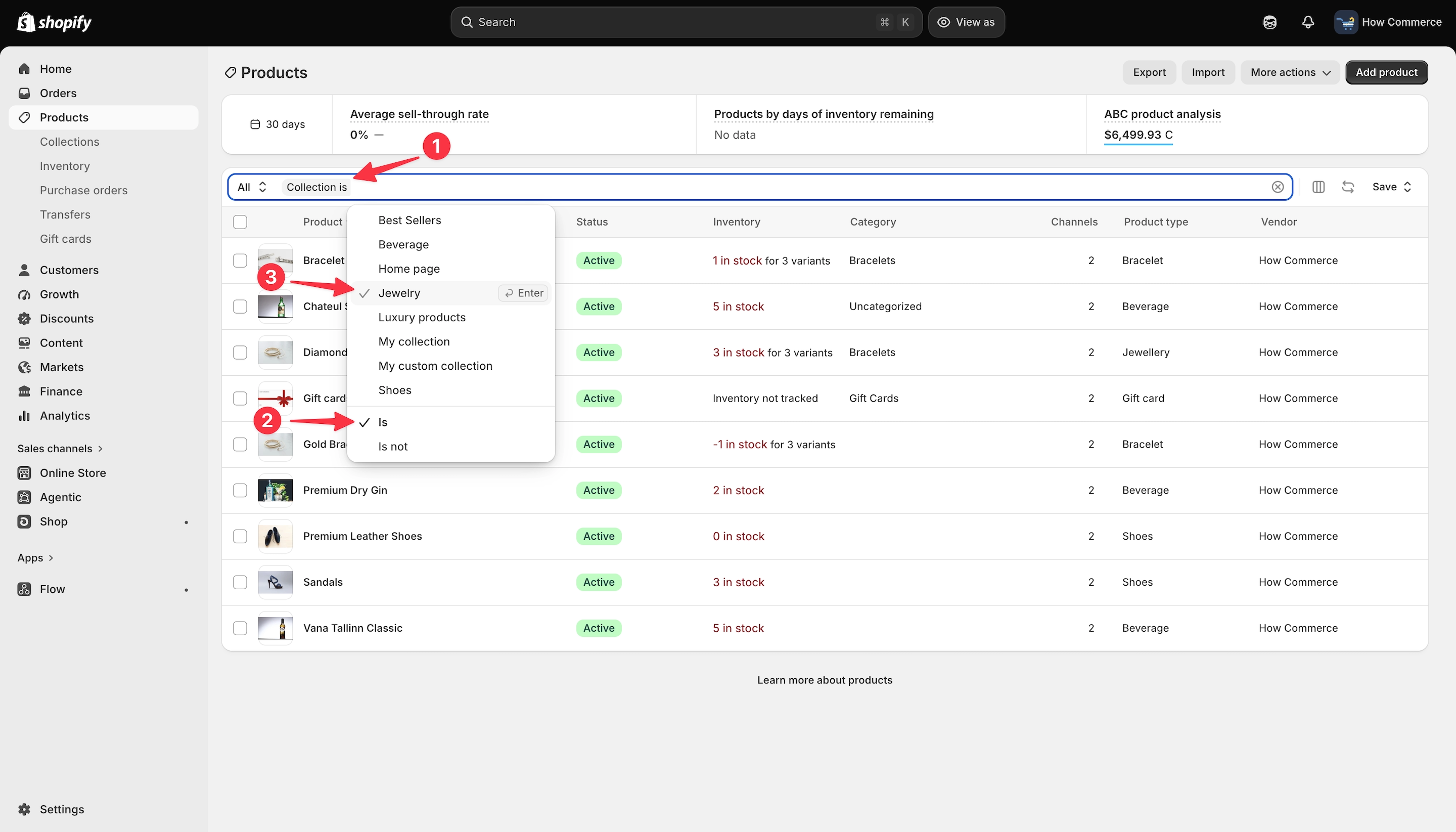 Select the collection to display in the product view.
