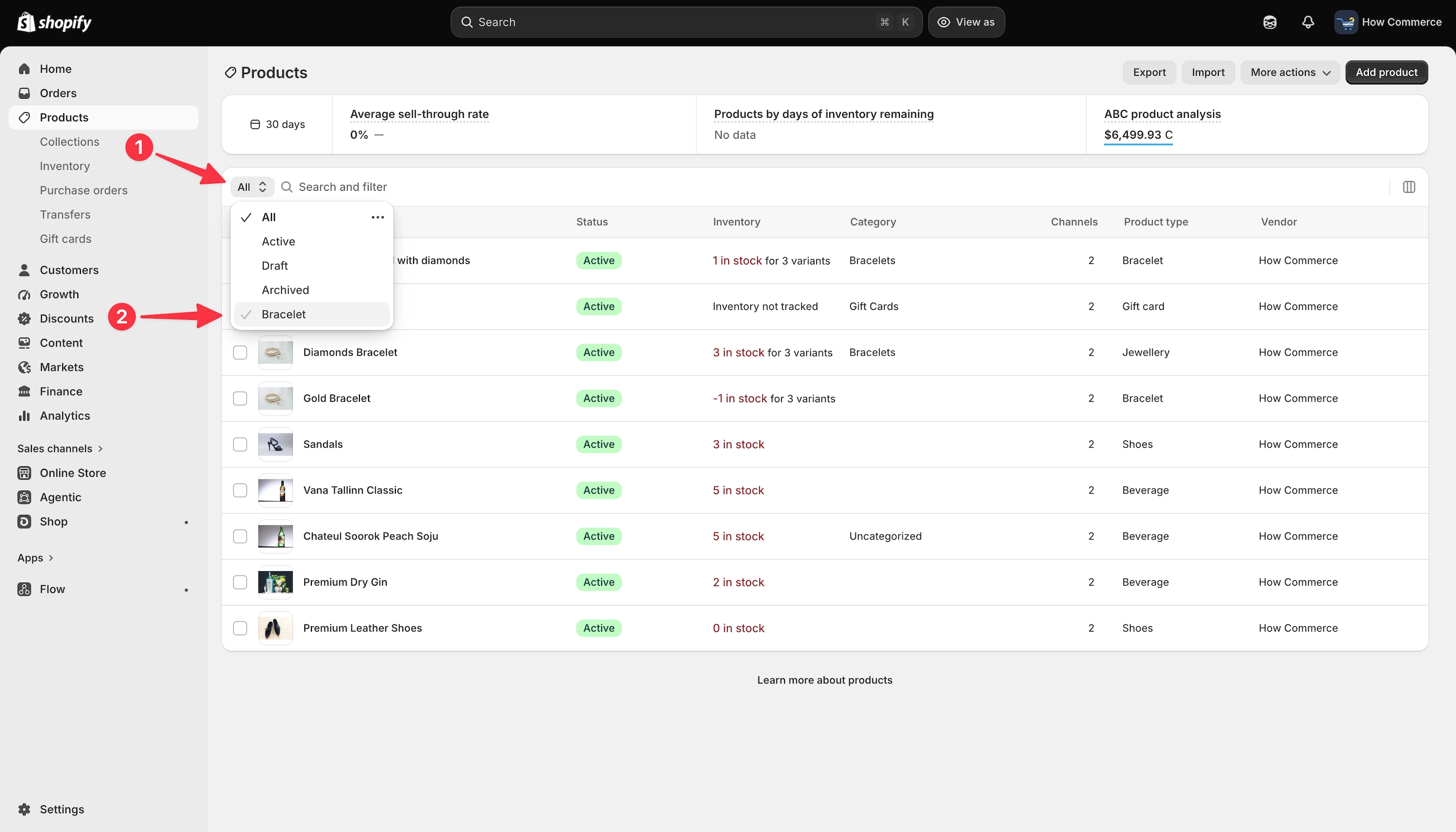 Access a saved product view.