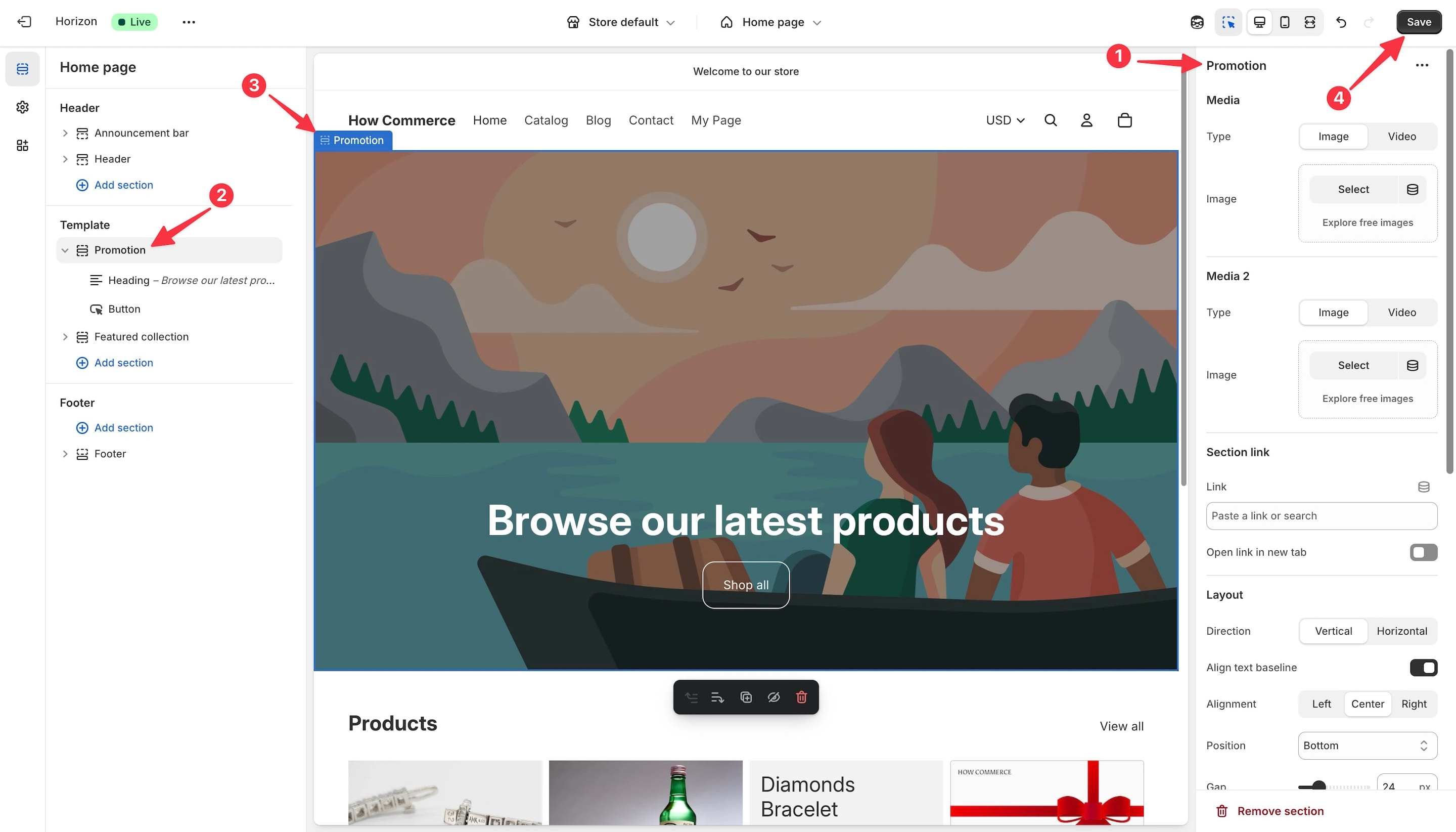 Renamed a section and save changes inside Shopify theme editor.