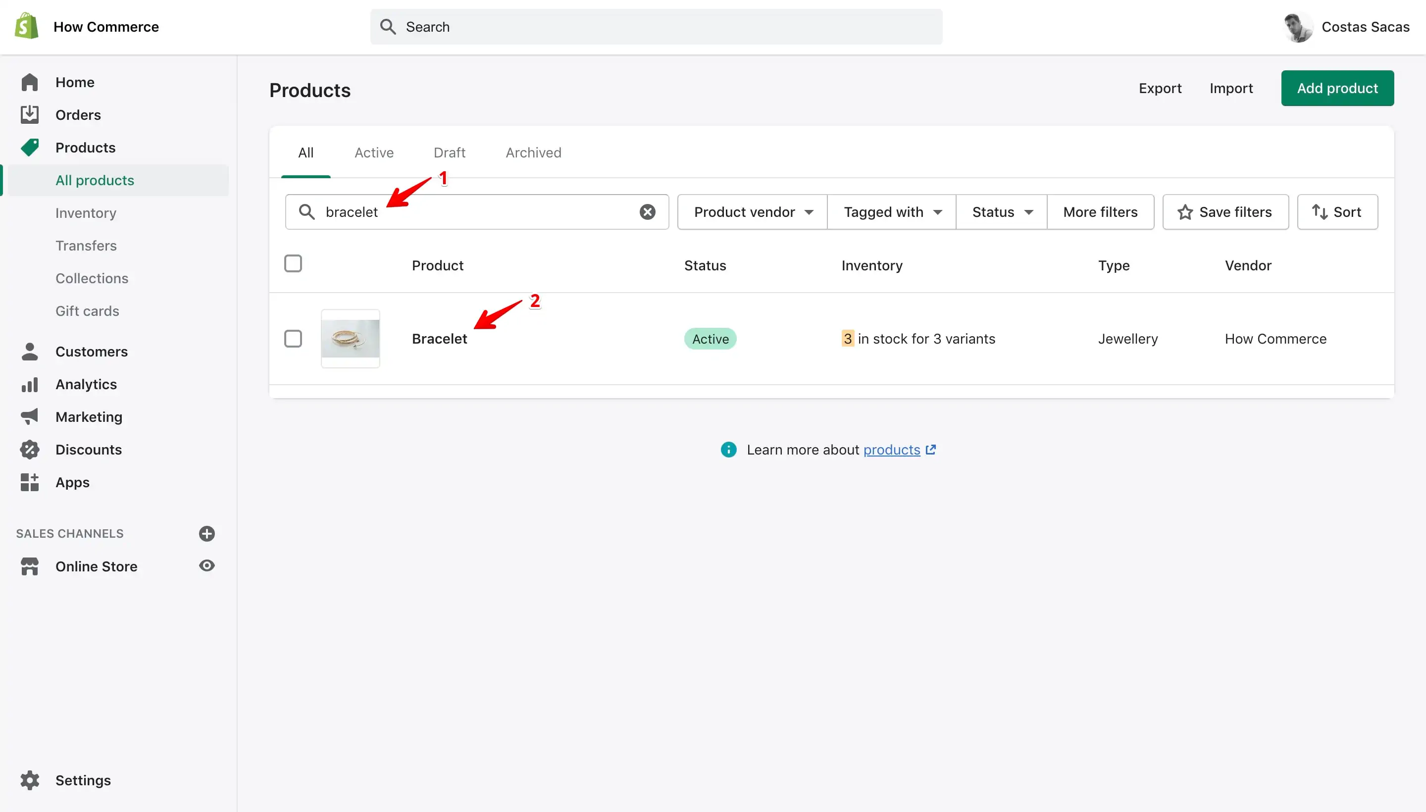 Shopify product search