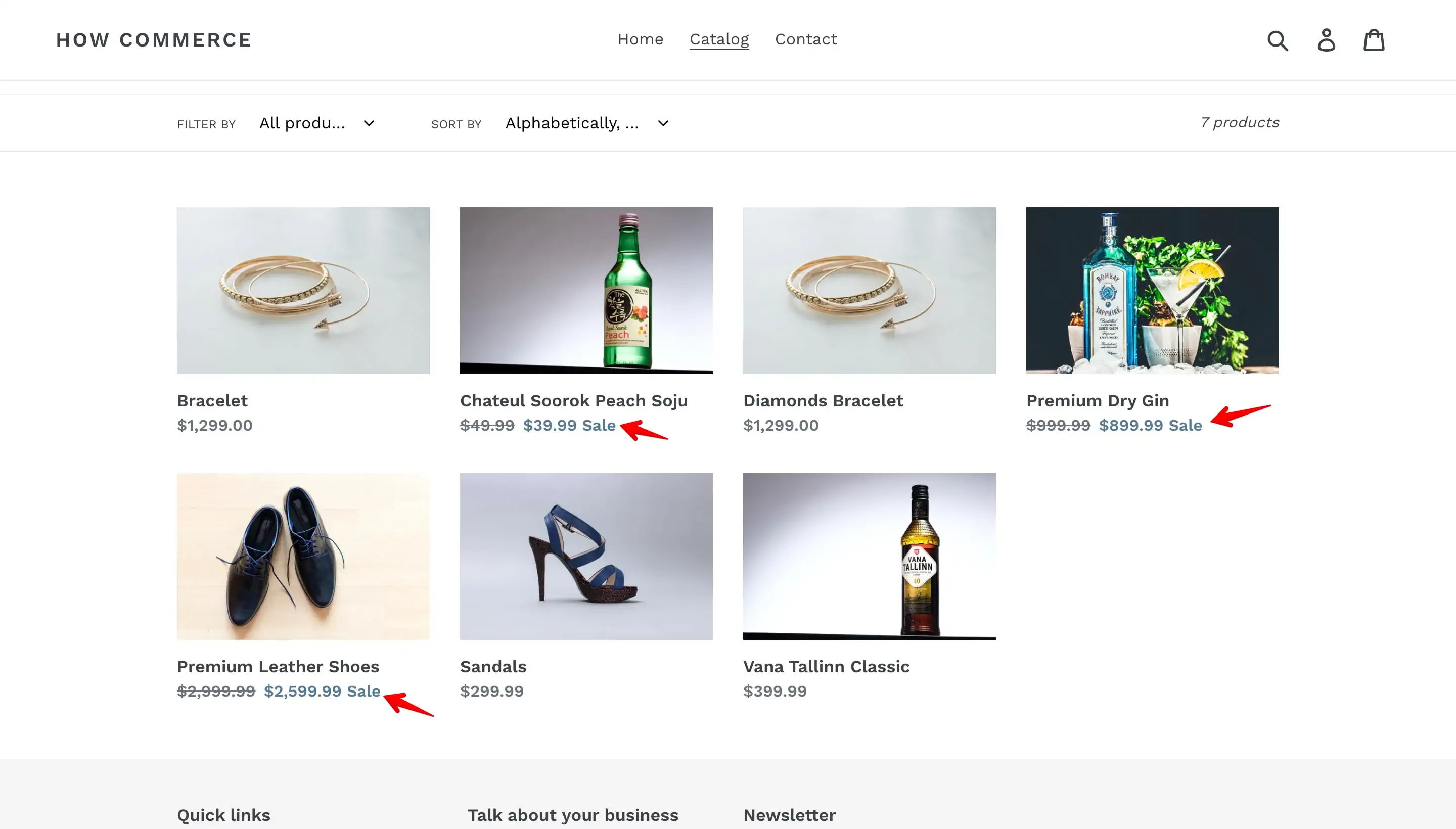 New sale prices displayed on Shopify Debut theme storefront