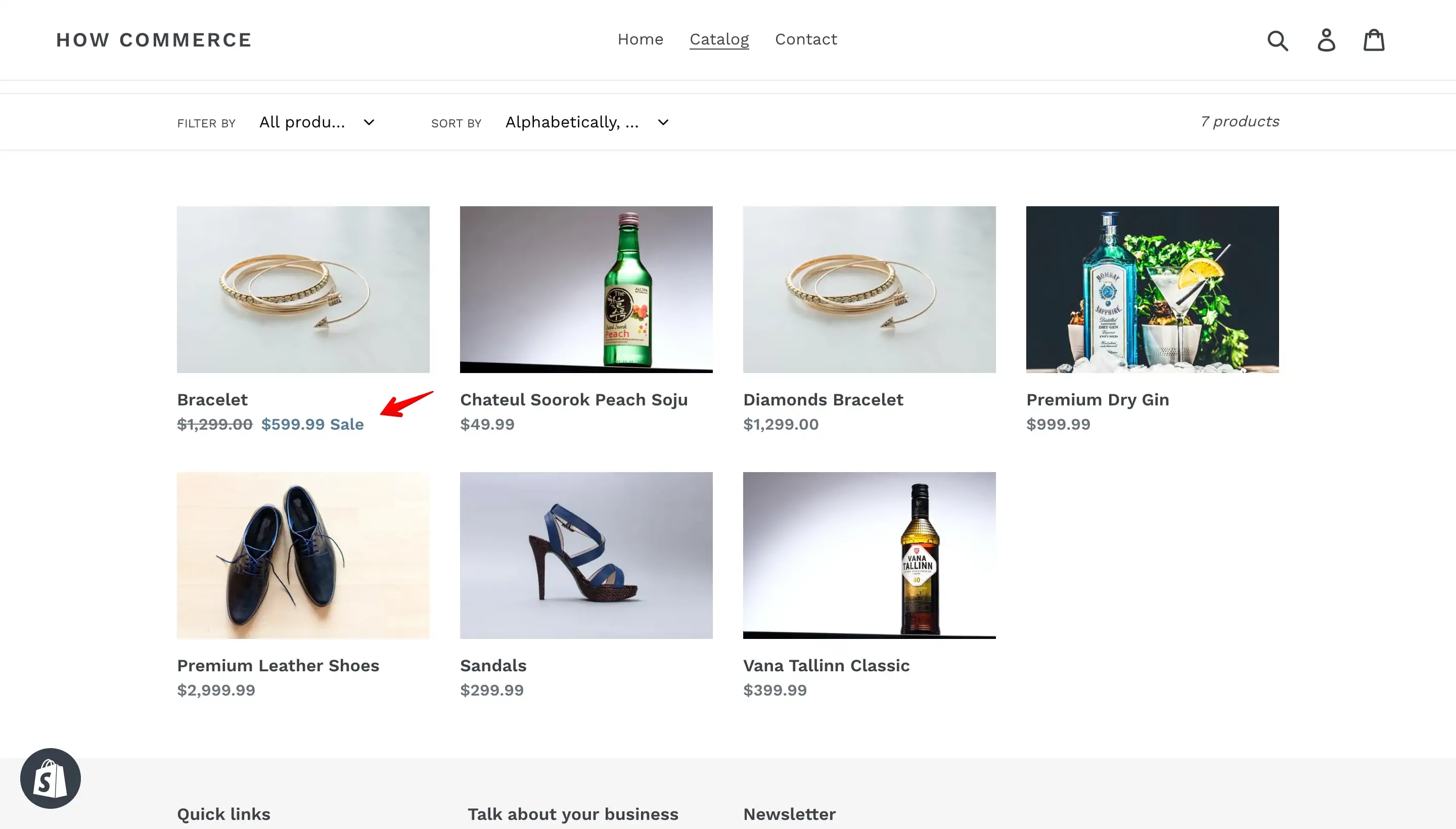 Variant sale prices displayed on Shopify Debut theme collection page