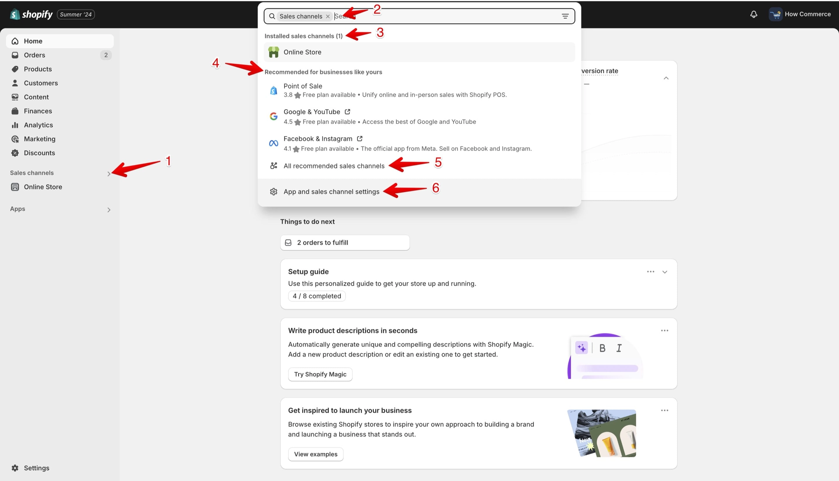 Add a Shopify sales channel.