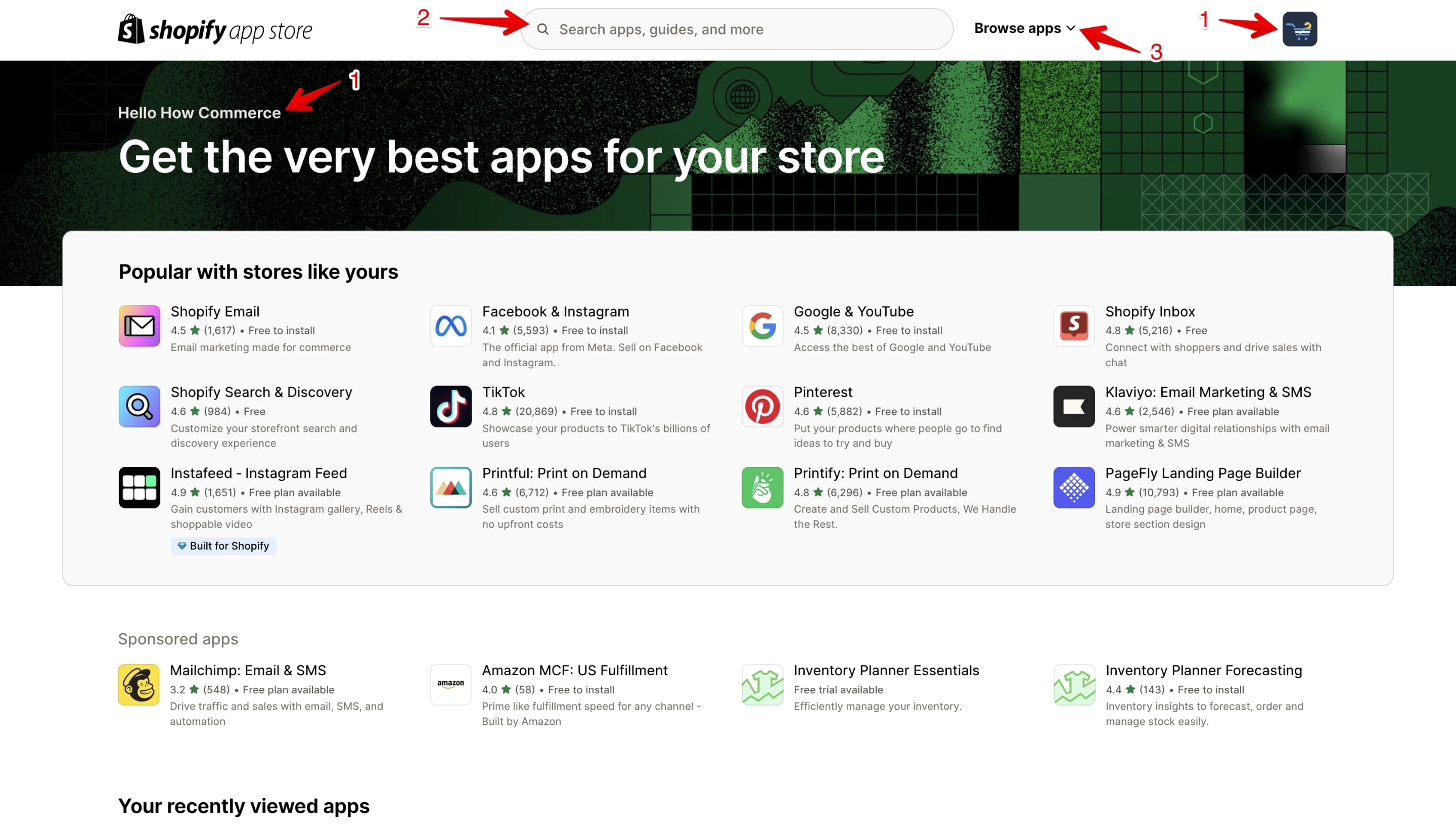 Shopify app store.
