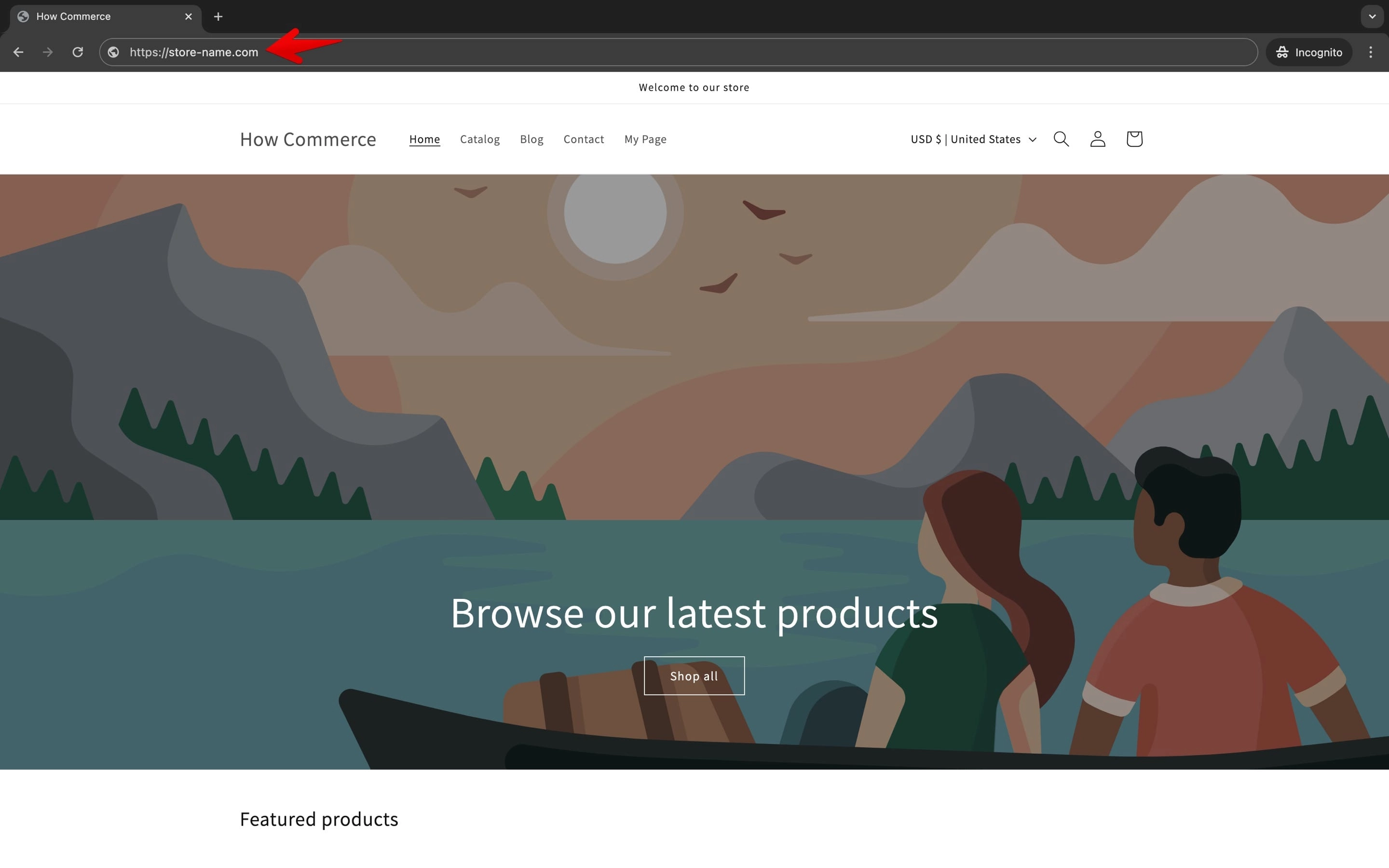 The storefront of a Shopify store