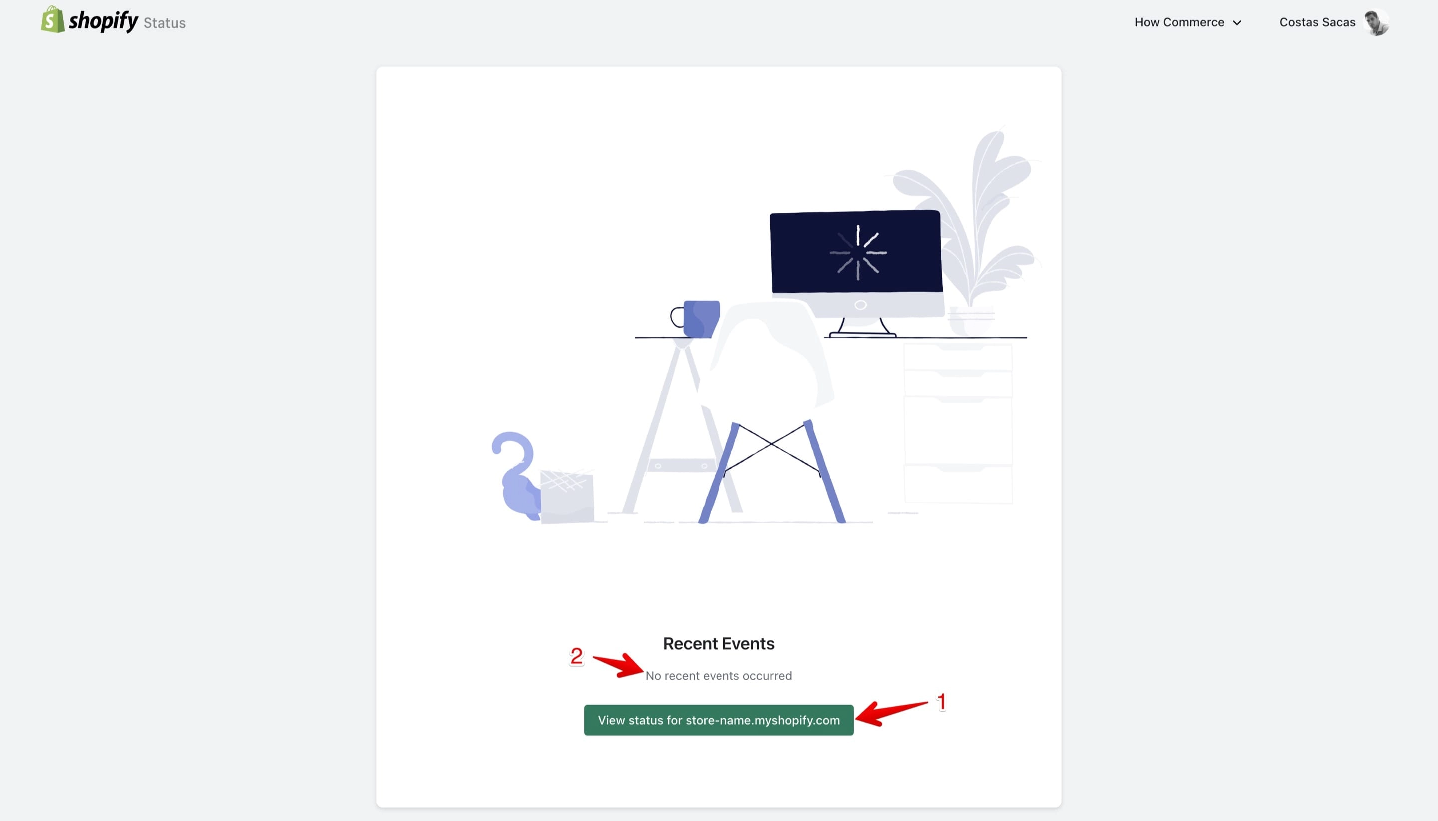 Shopify official status page for individual stores