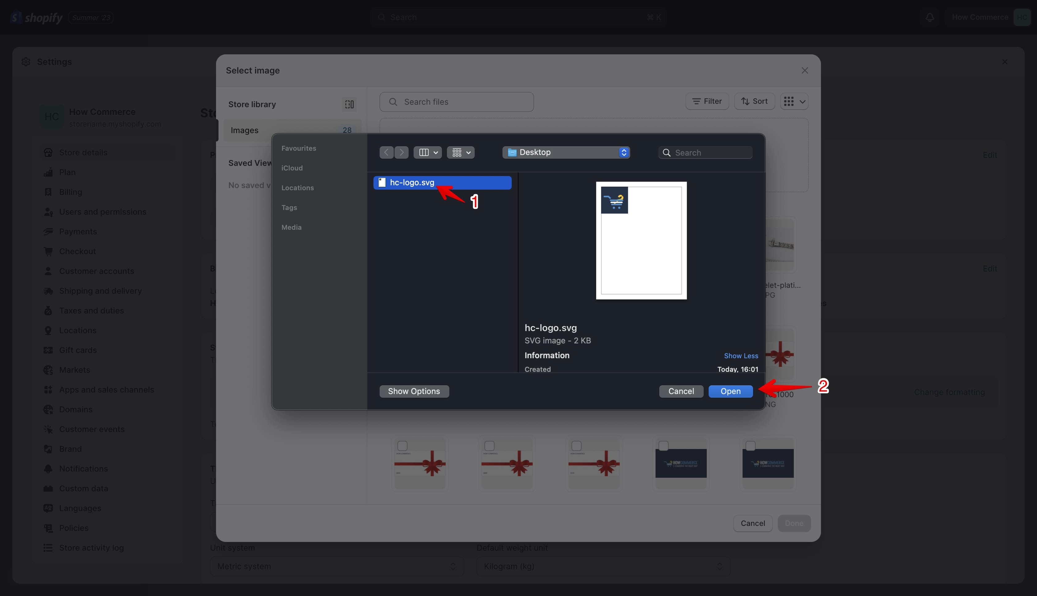 Upload image to Shopify library from local device