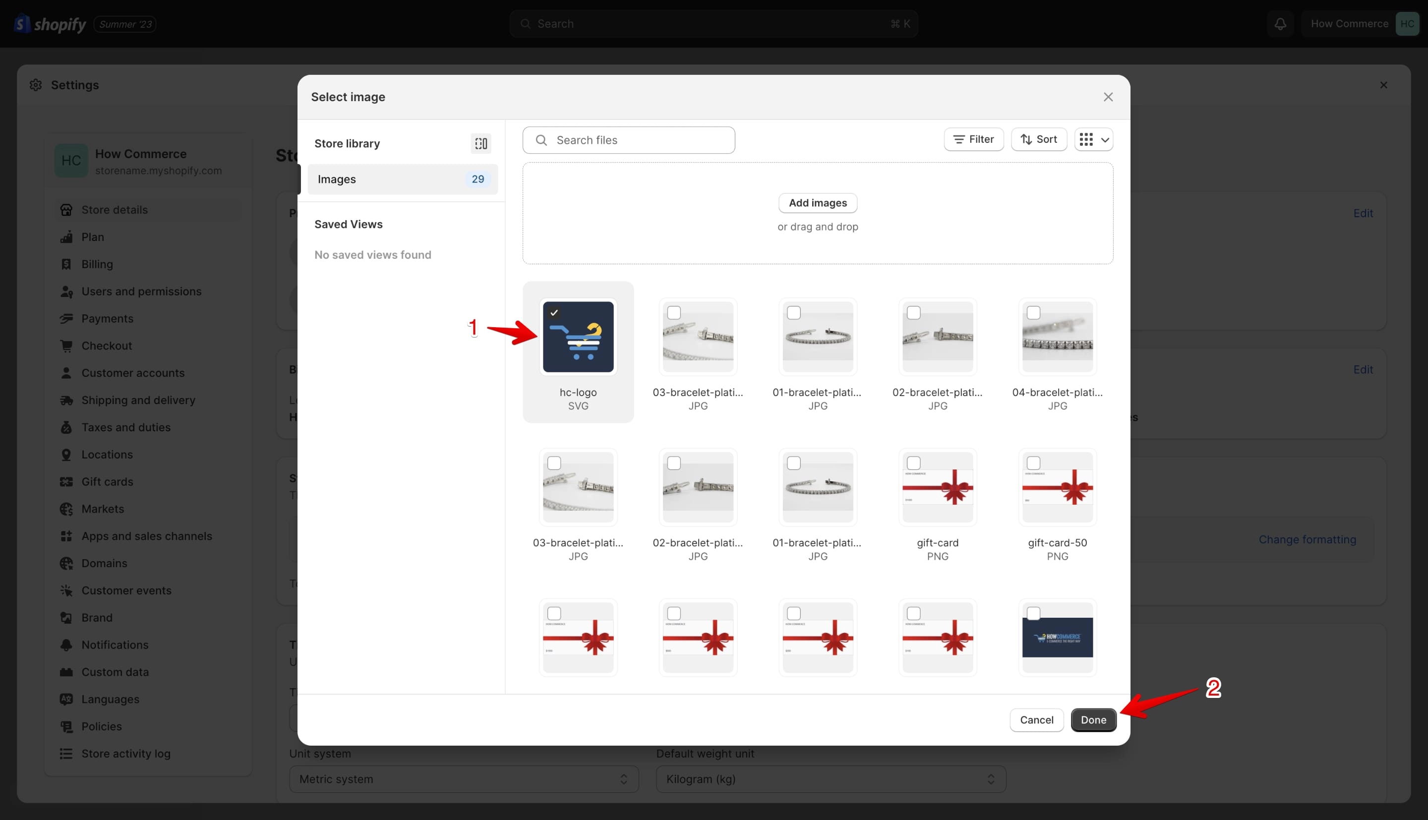 Image uploaded to Shopify Images library
