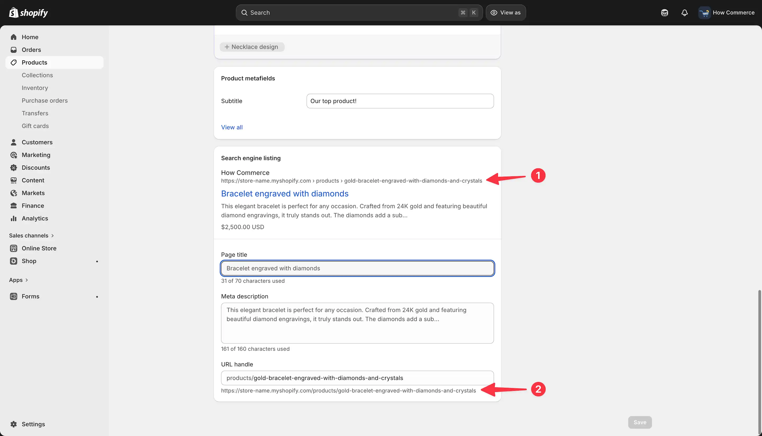 New product redirect listed after saving URL change