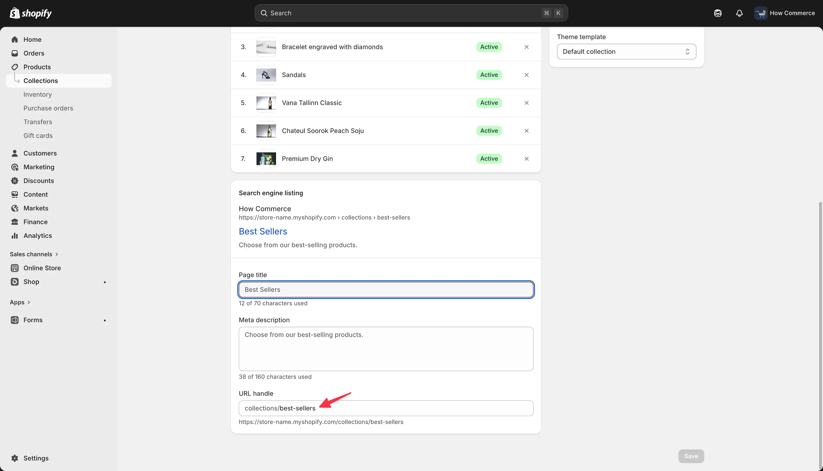 Edit collection URL handle in Shopify