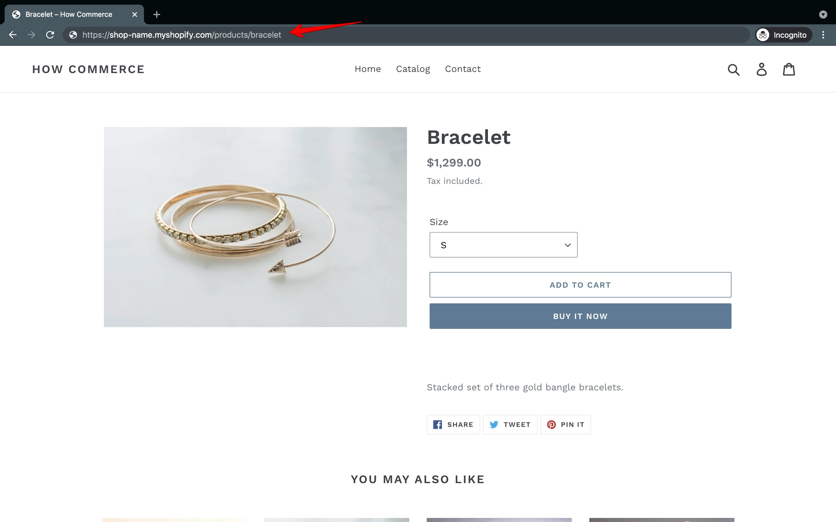 Shopify product link seen in the browser