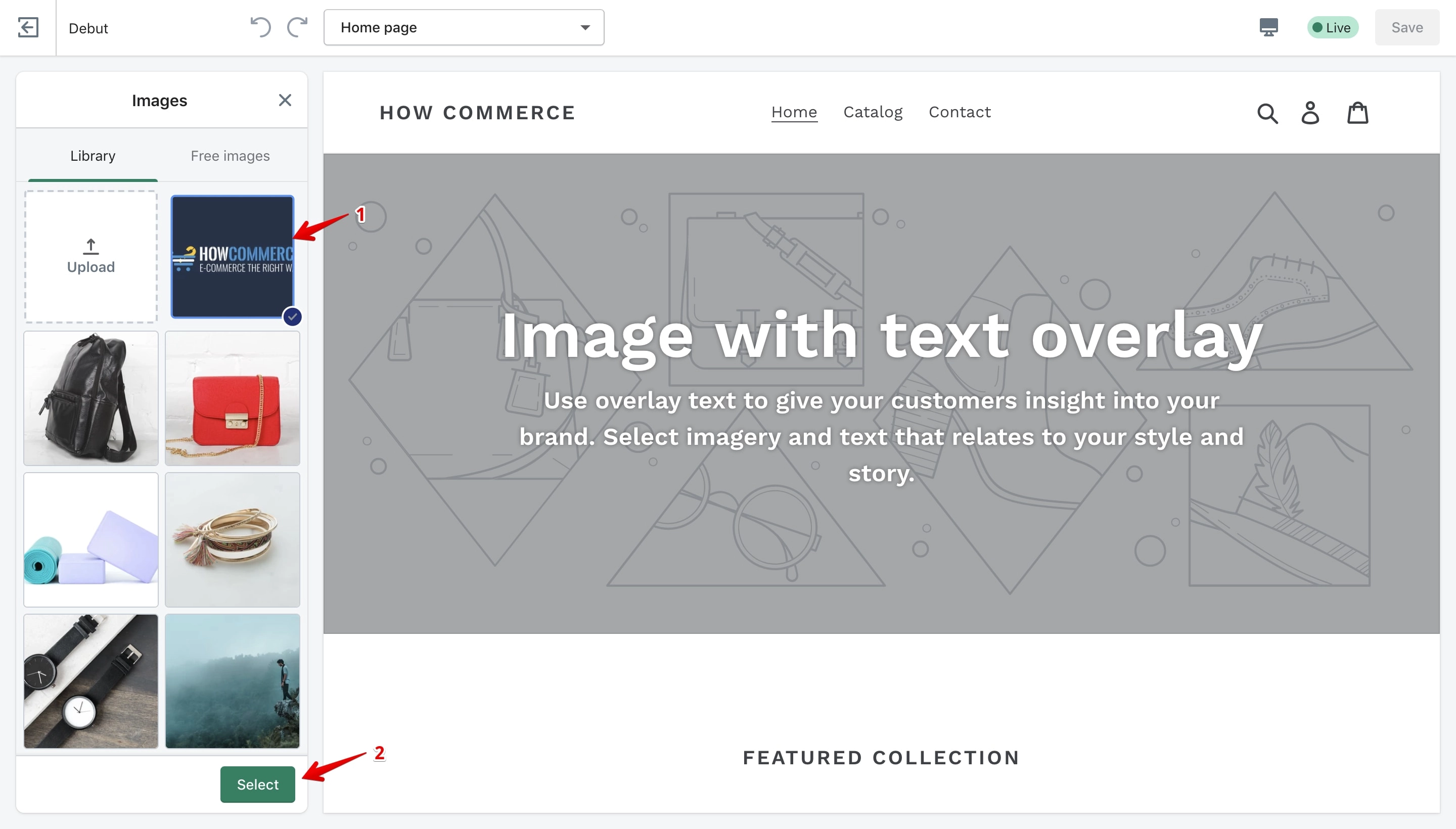 Debut theme social sharing image selected