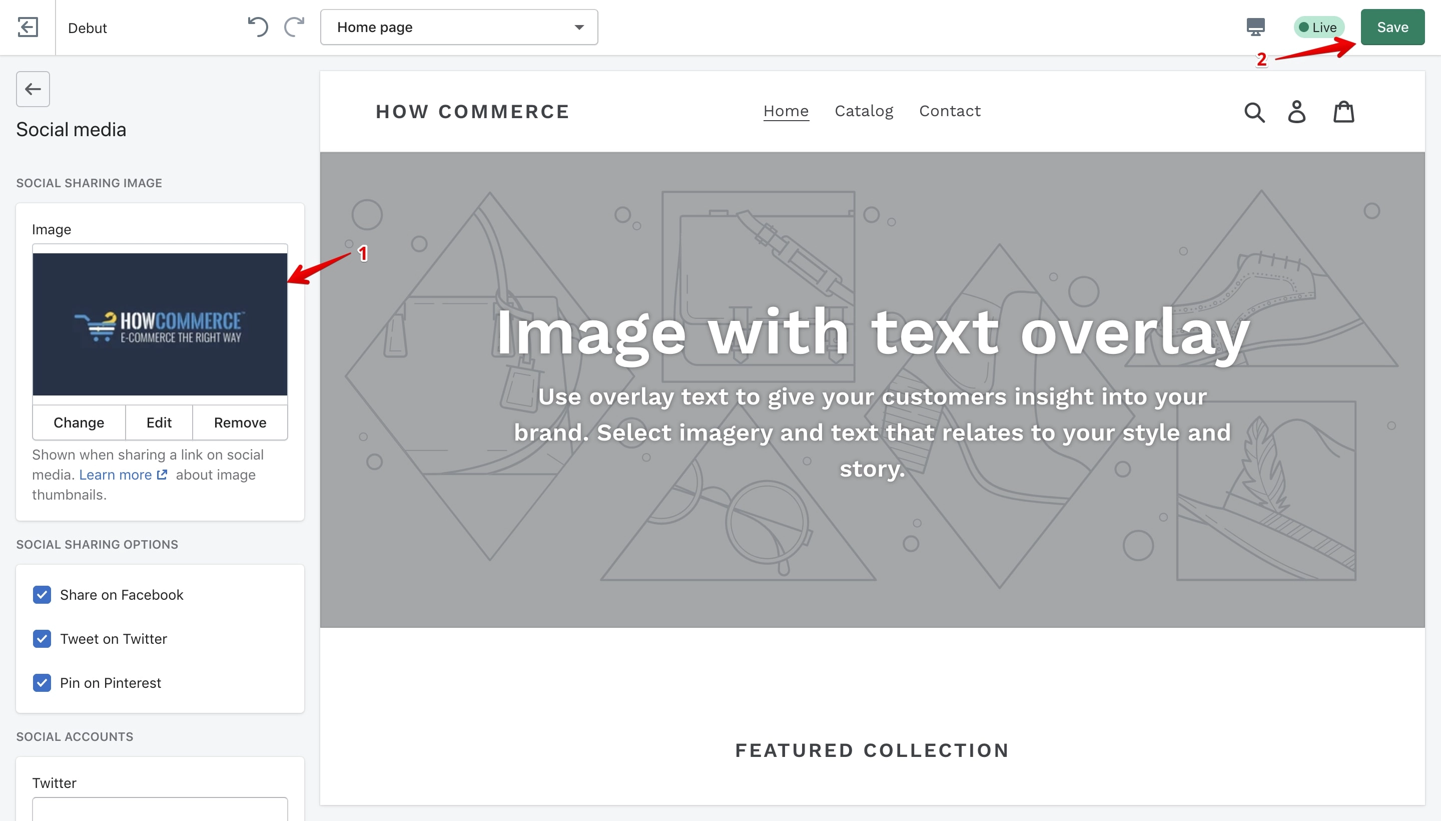 Debut theme new social sharing image listed
