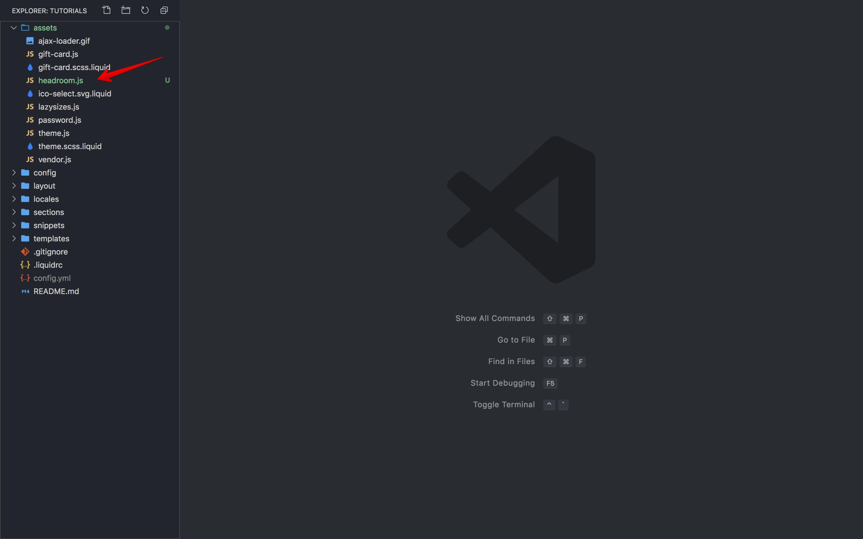 Creation of new Headroom.js file.