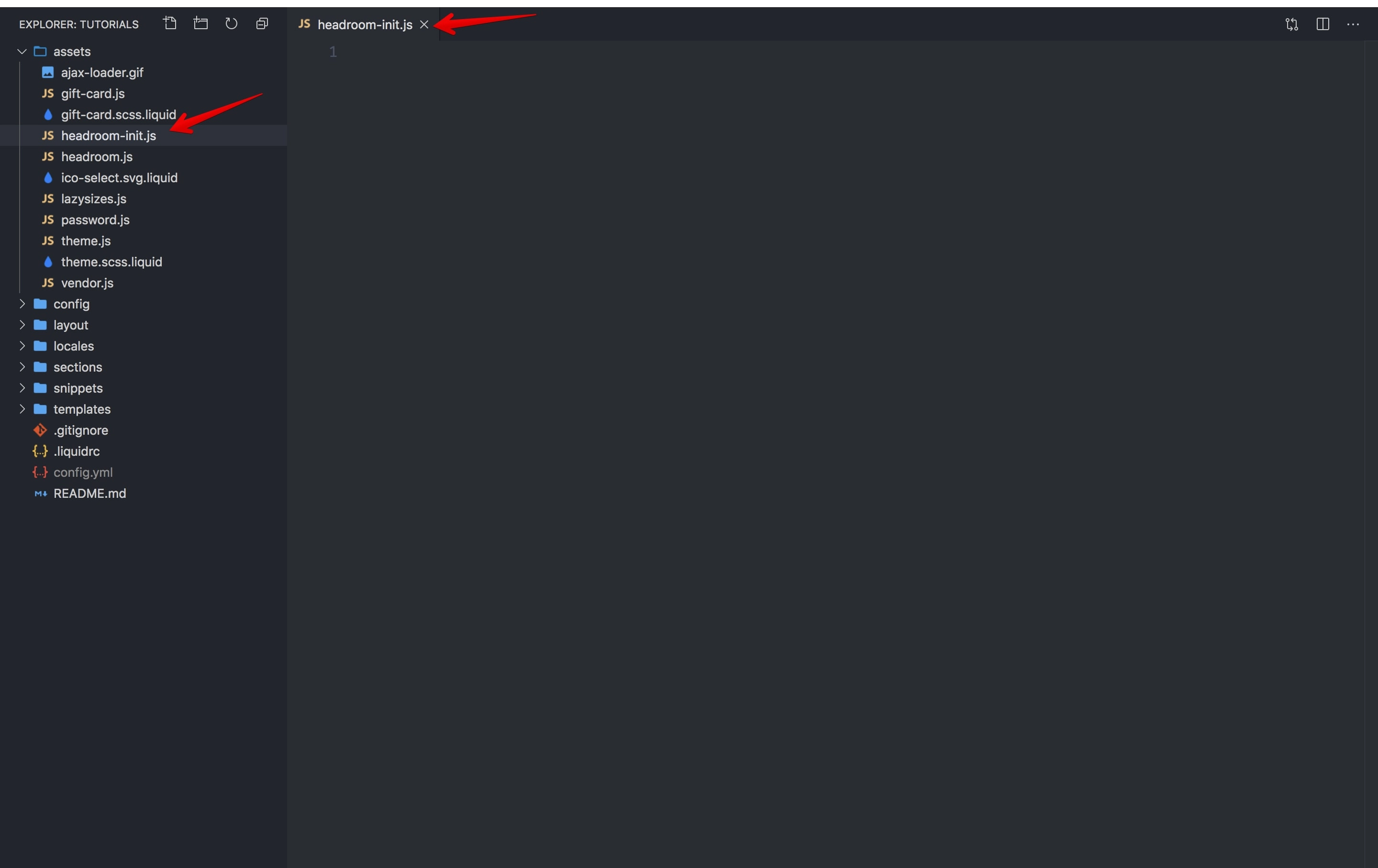 Headroom-init.js file creation.
