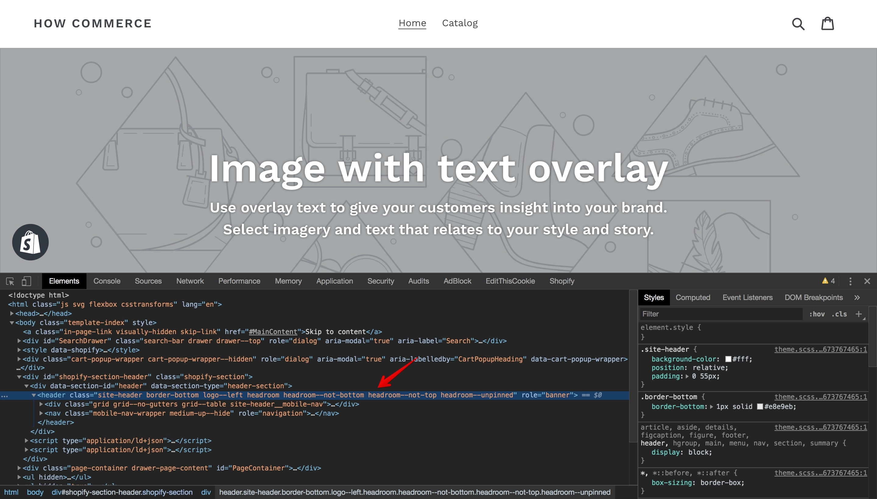 Debut theme header element with the new Headroom.js classes.