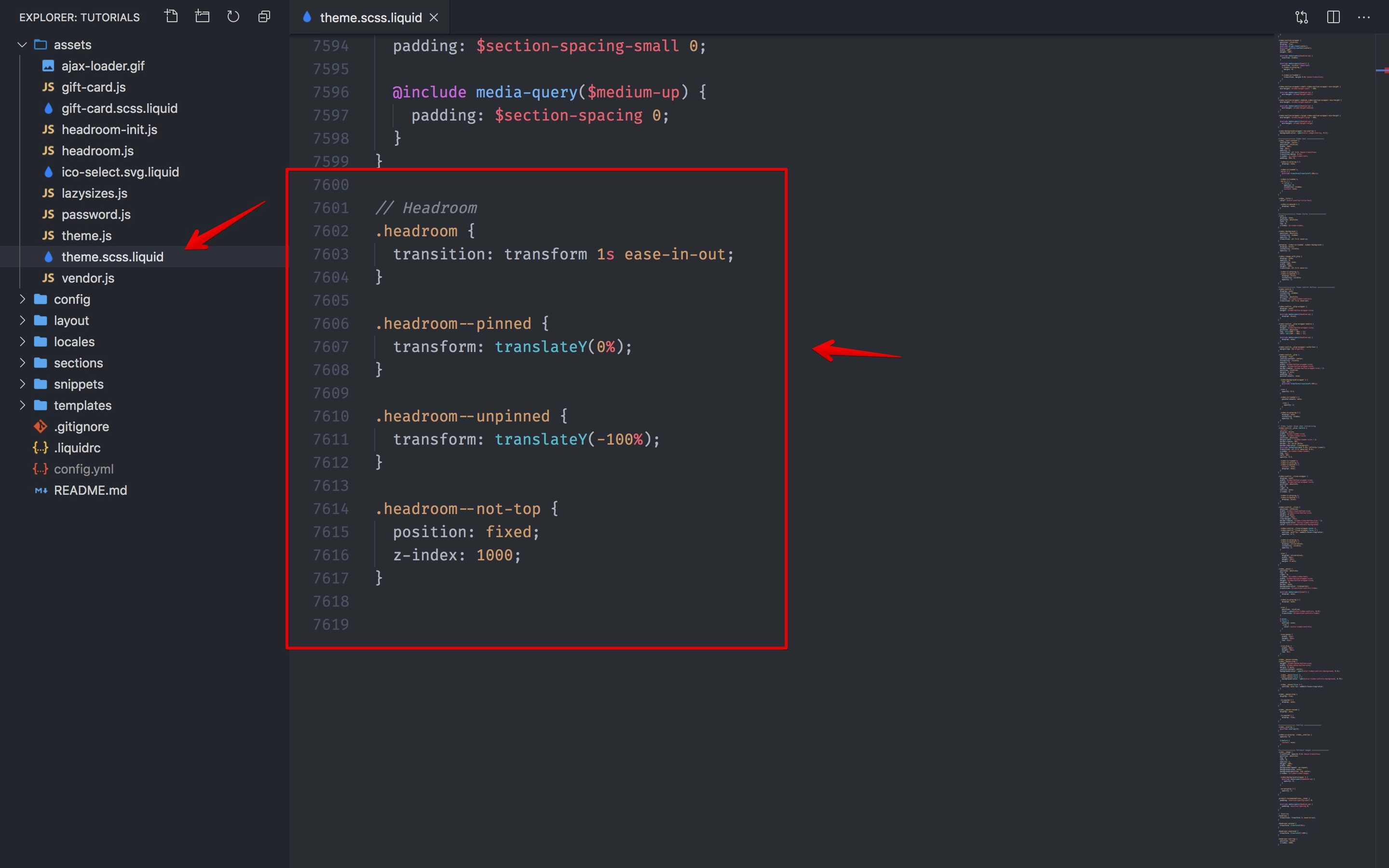 Headroom.js CSS classes.