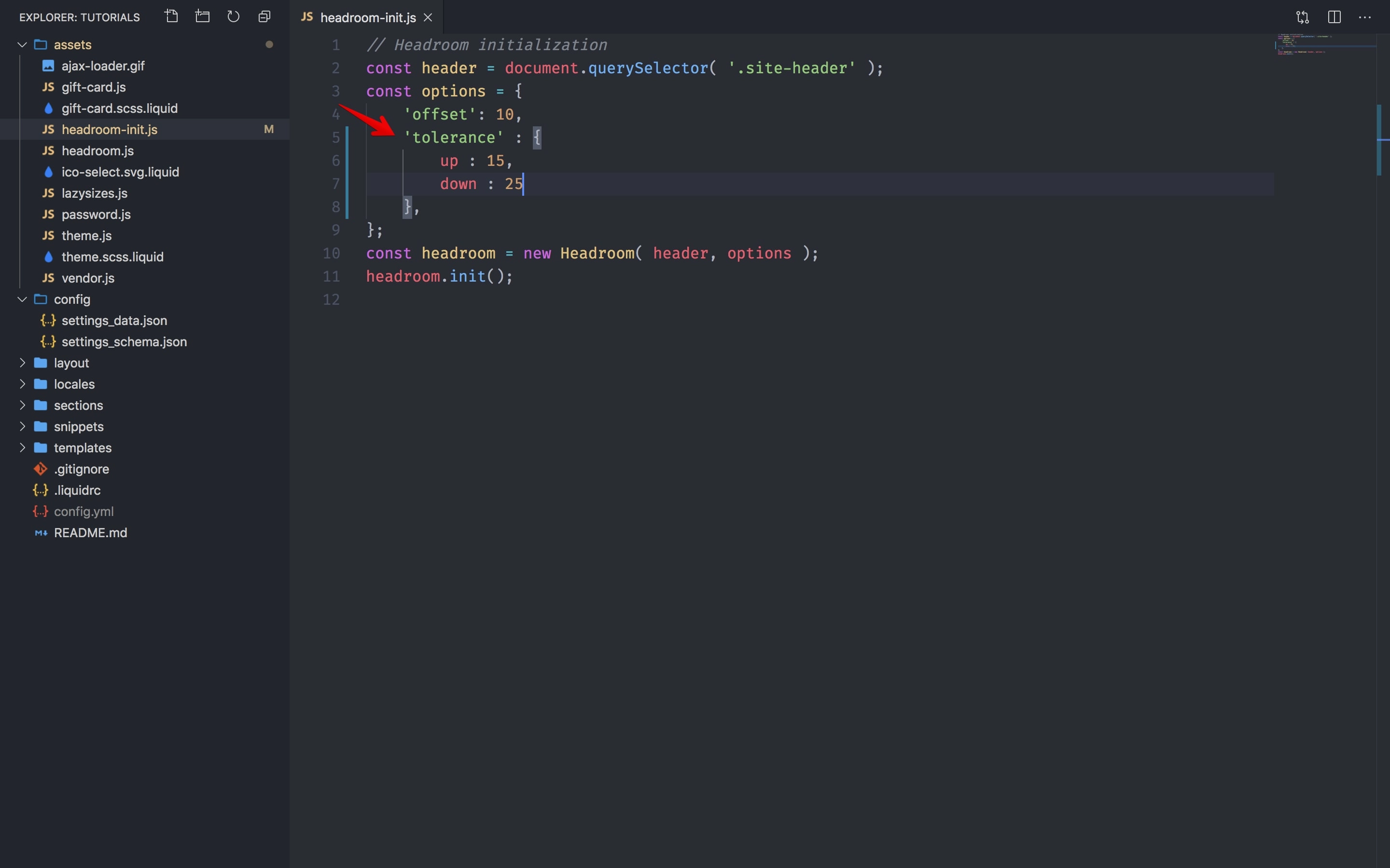 Headroom.js the tolerance individual option.