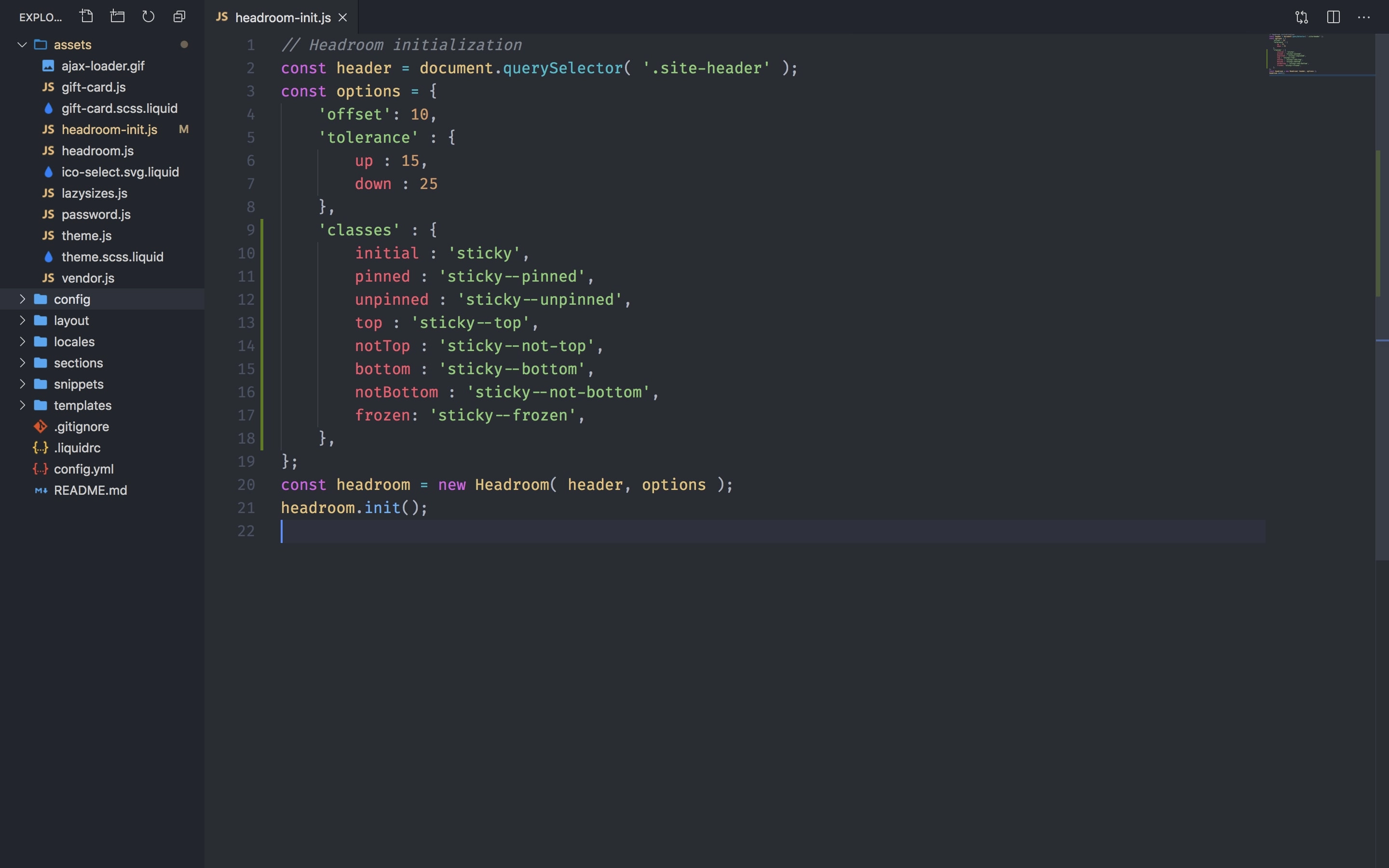 Headroom.js CSS classes replacement.