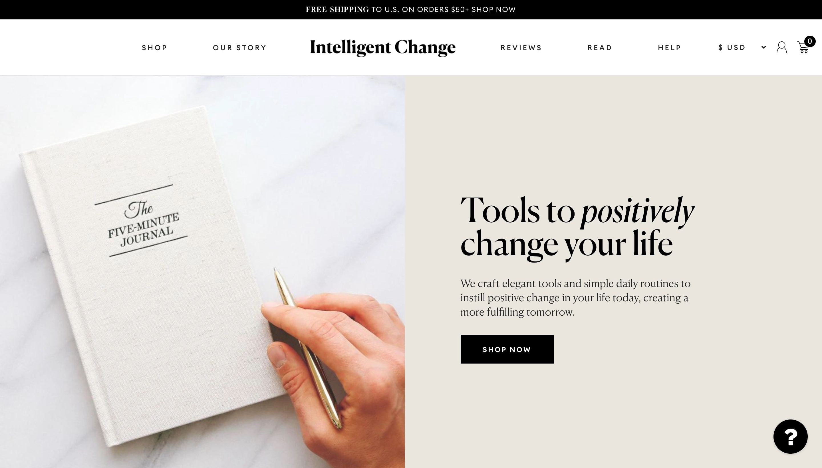 Five Minute Journal Shopify store screenshot