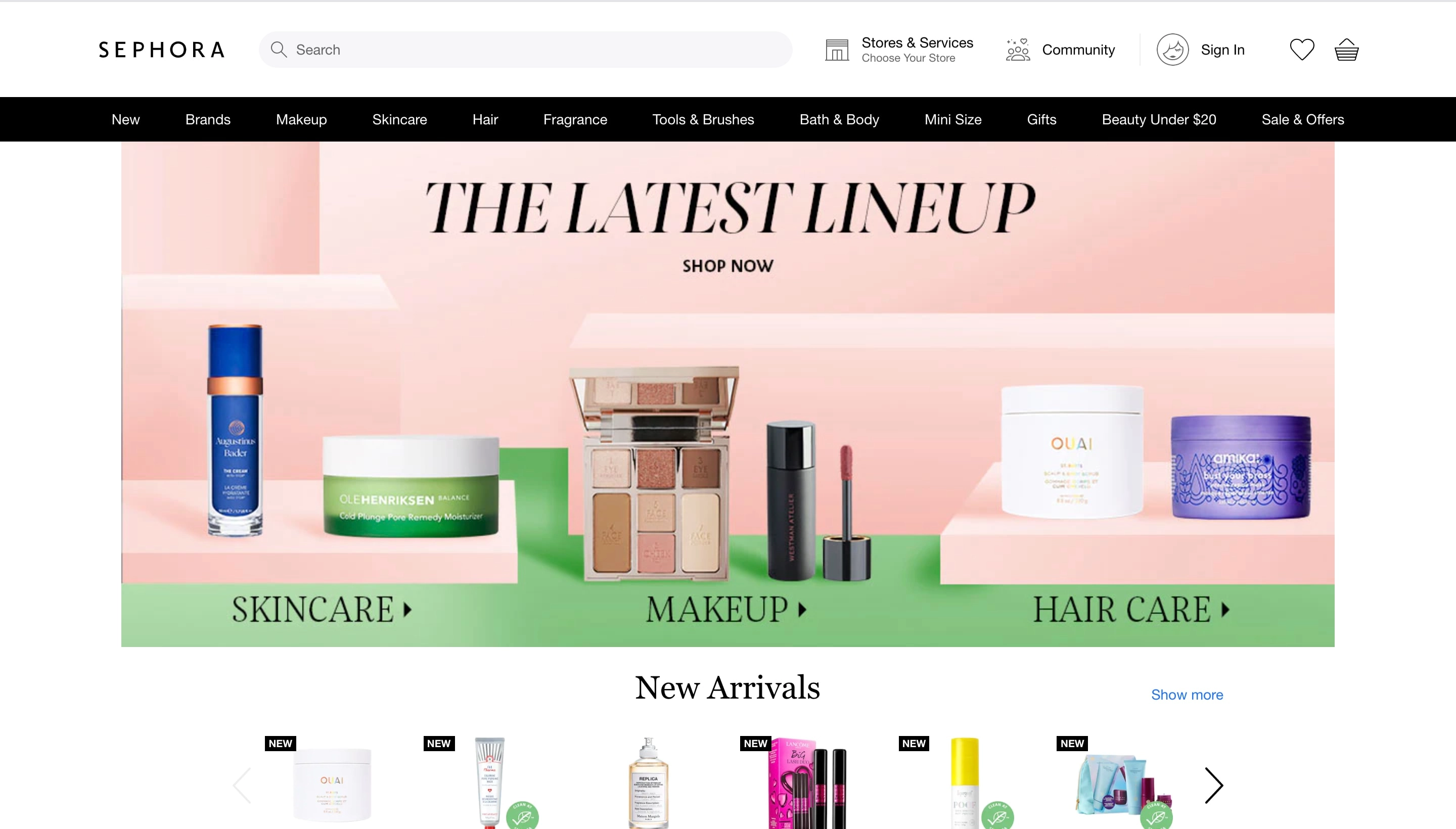 Sephora Shopify store screenshot