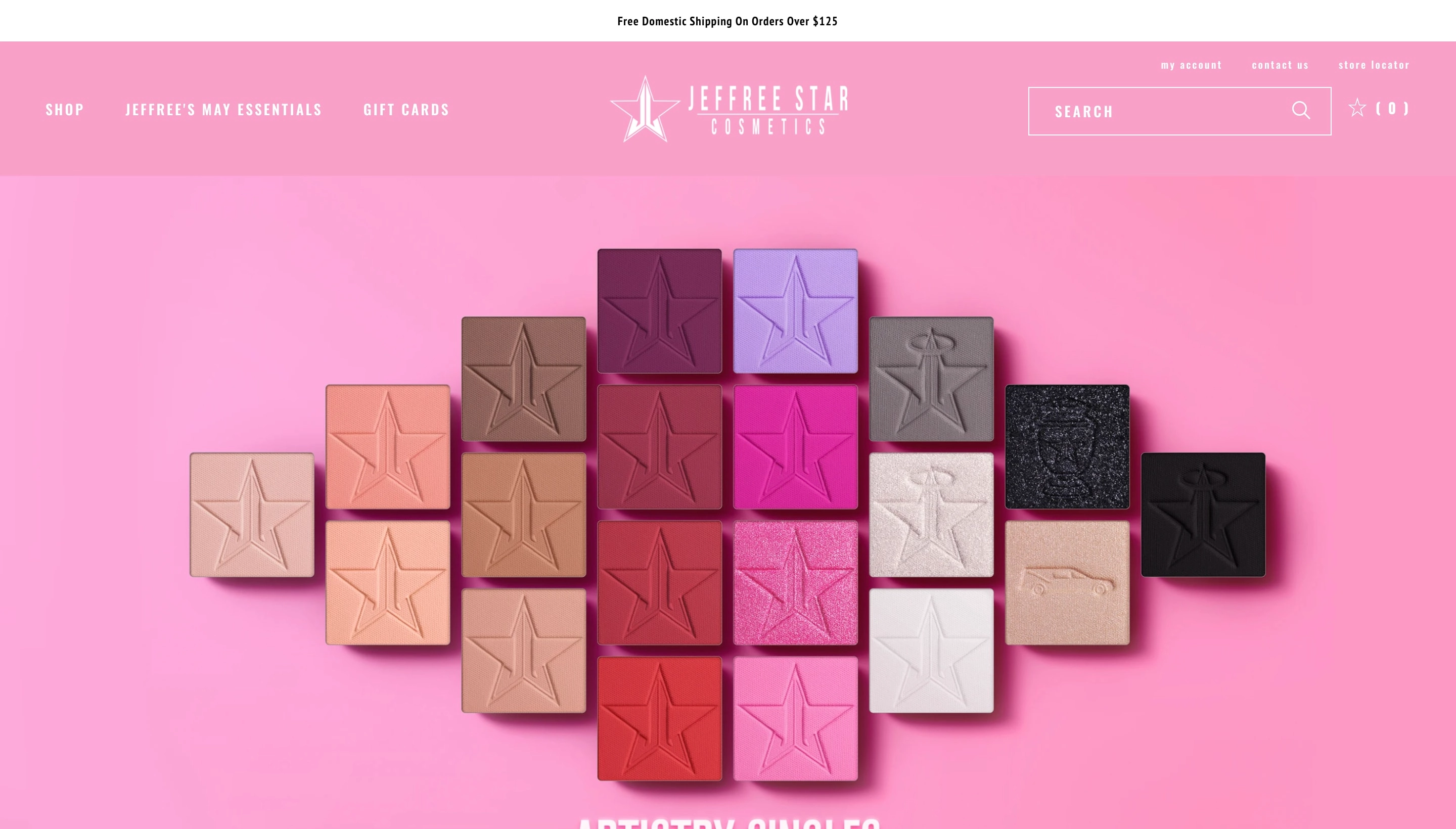 Jeffree Star Cosmetics Shopify store screenshot
