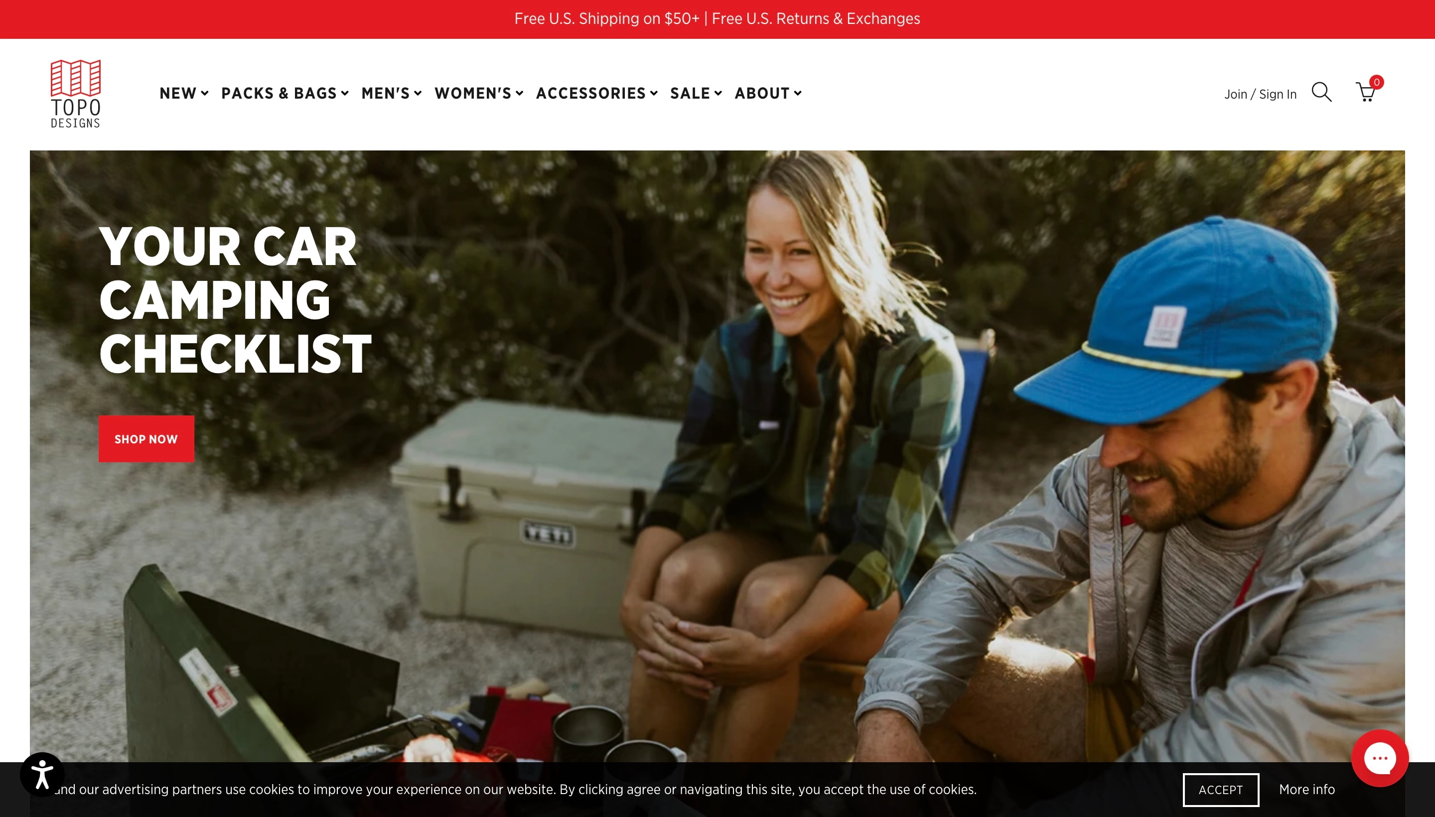 Topo Designs Shopify store screenshot