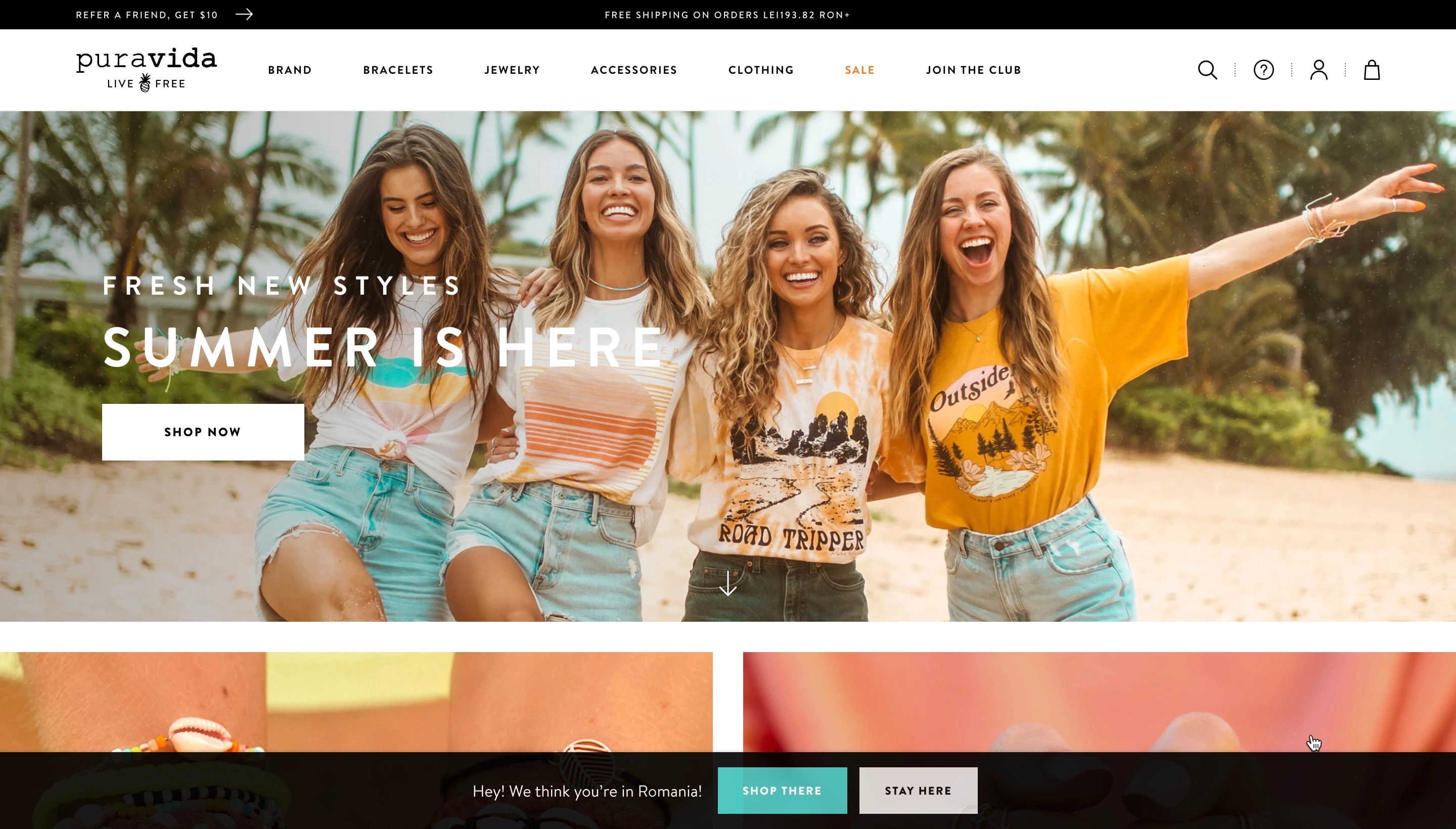 PuraVida Shopify store screenshot