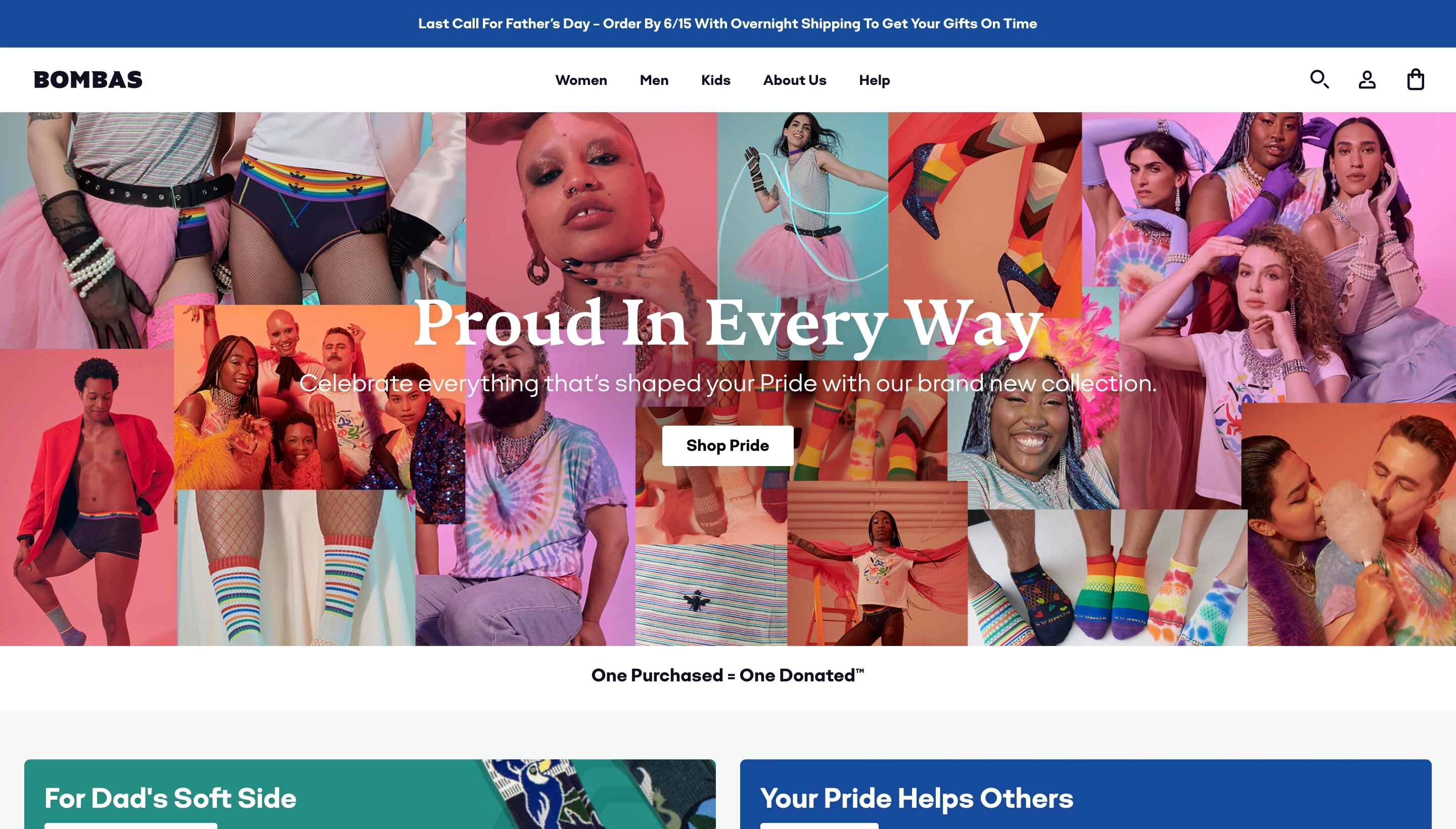Bombas Shopify store screenshot