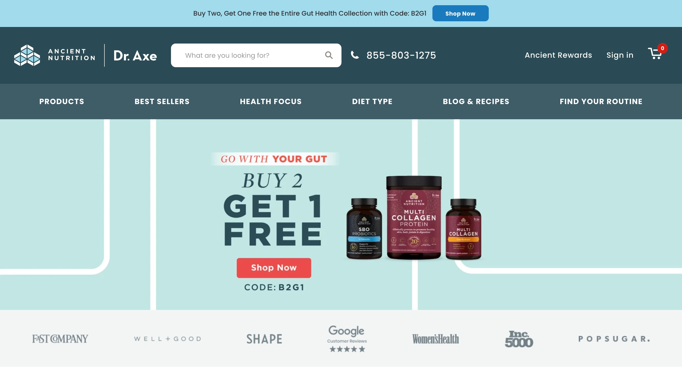 Dr. Axe Shopify store screenshot