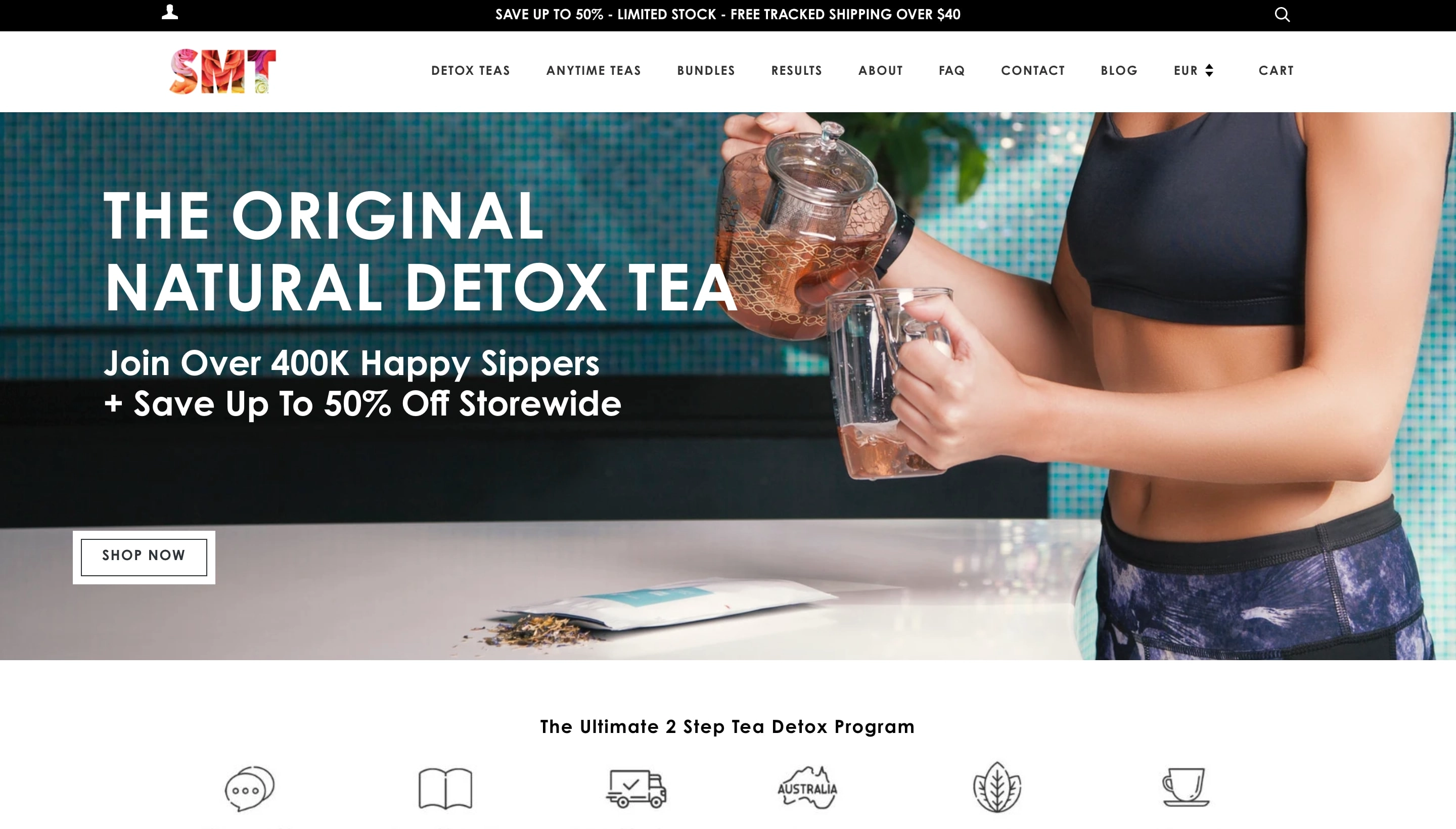 SkinnyMe Tea Shopify store screenshot