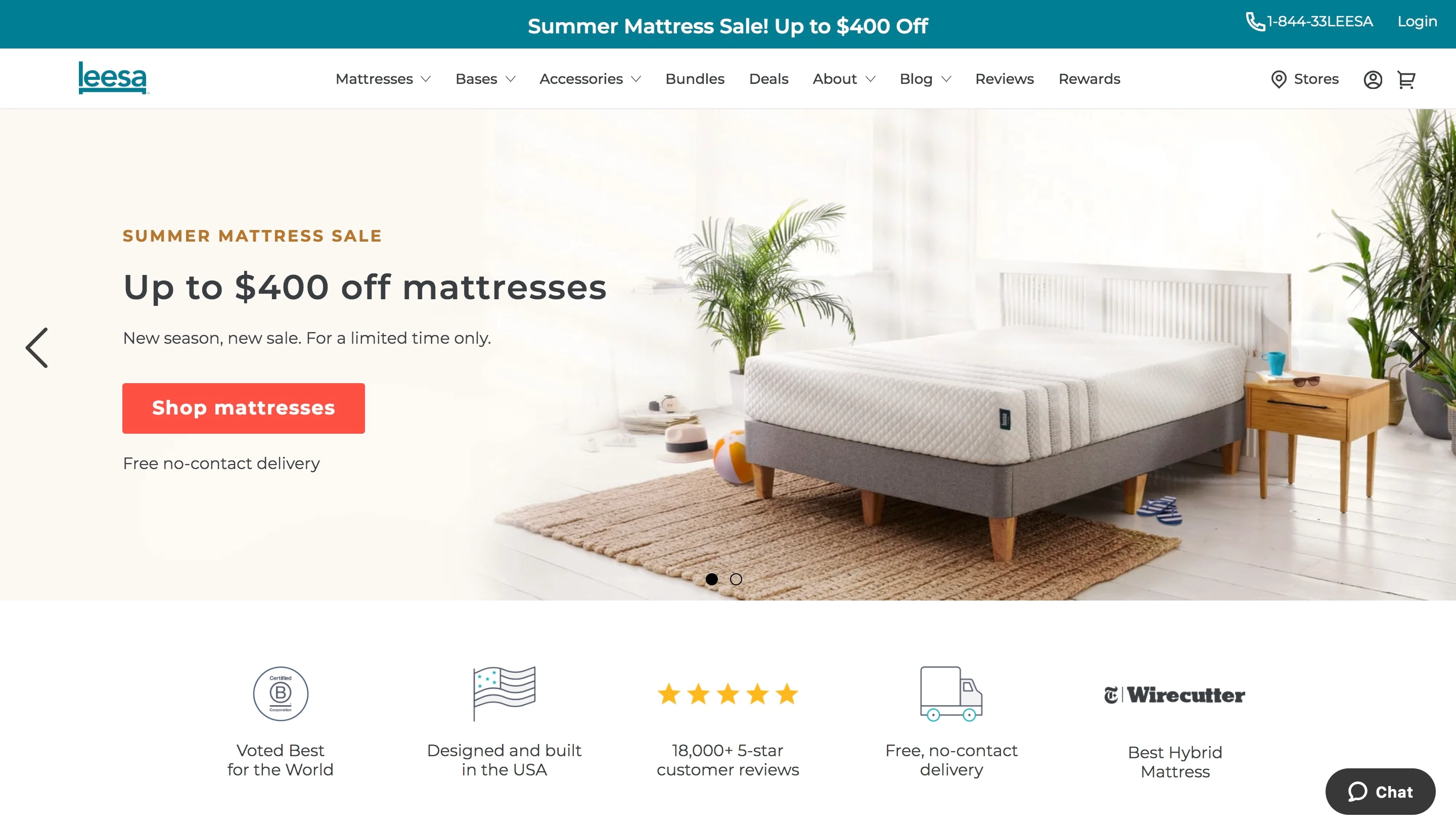 Leesa Shopify store screenshot