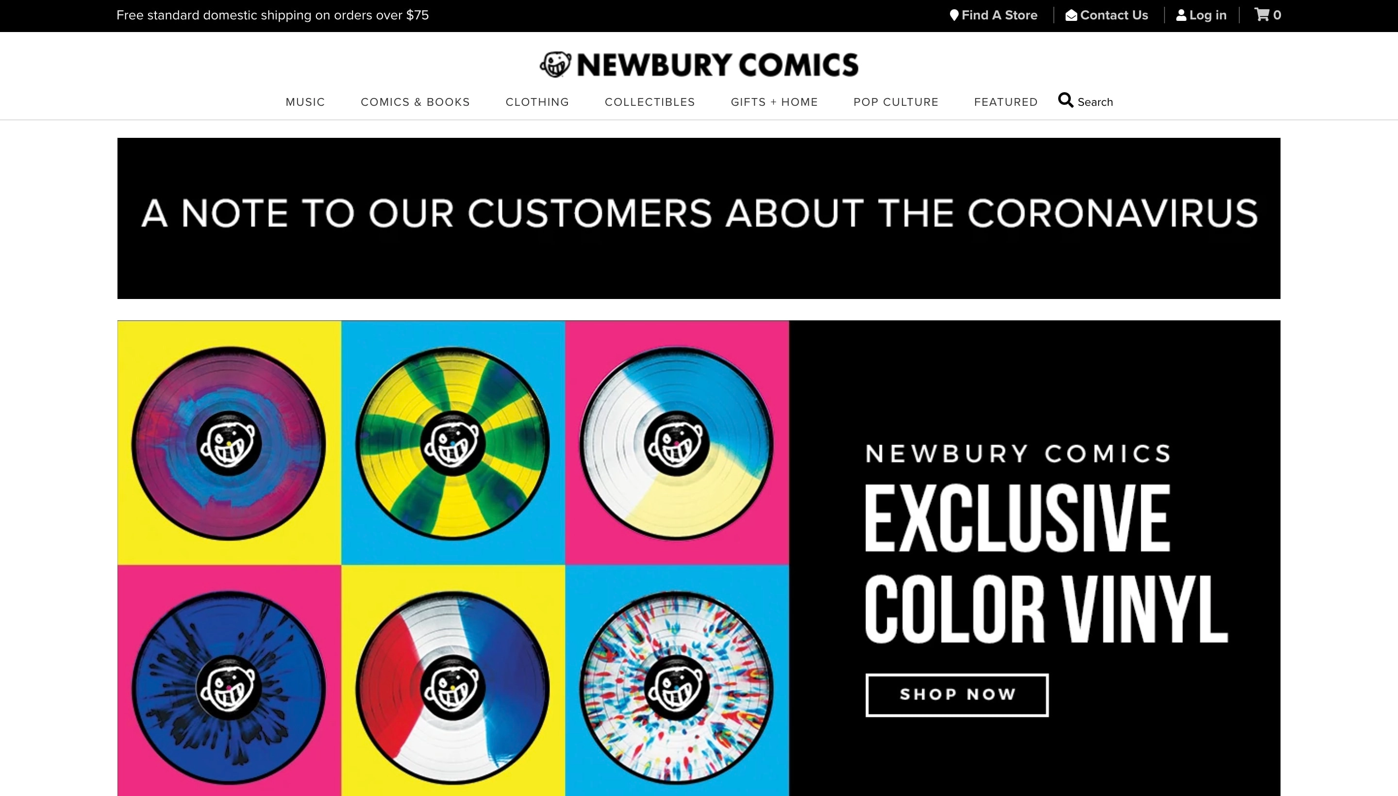Newbury Comics Shopify store screenshot