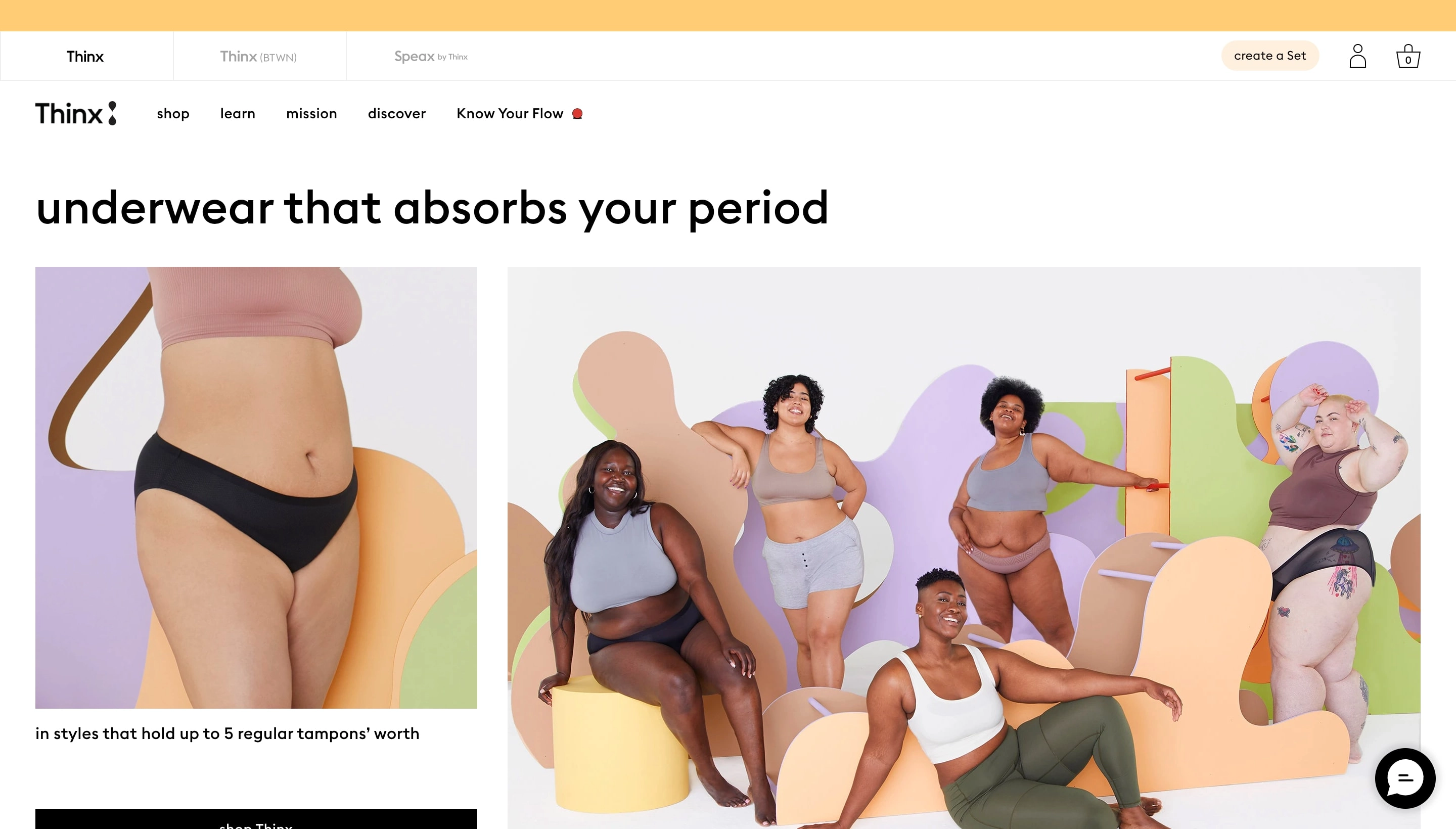Thinx Shopify store screenshot