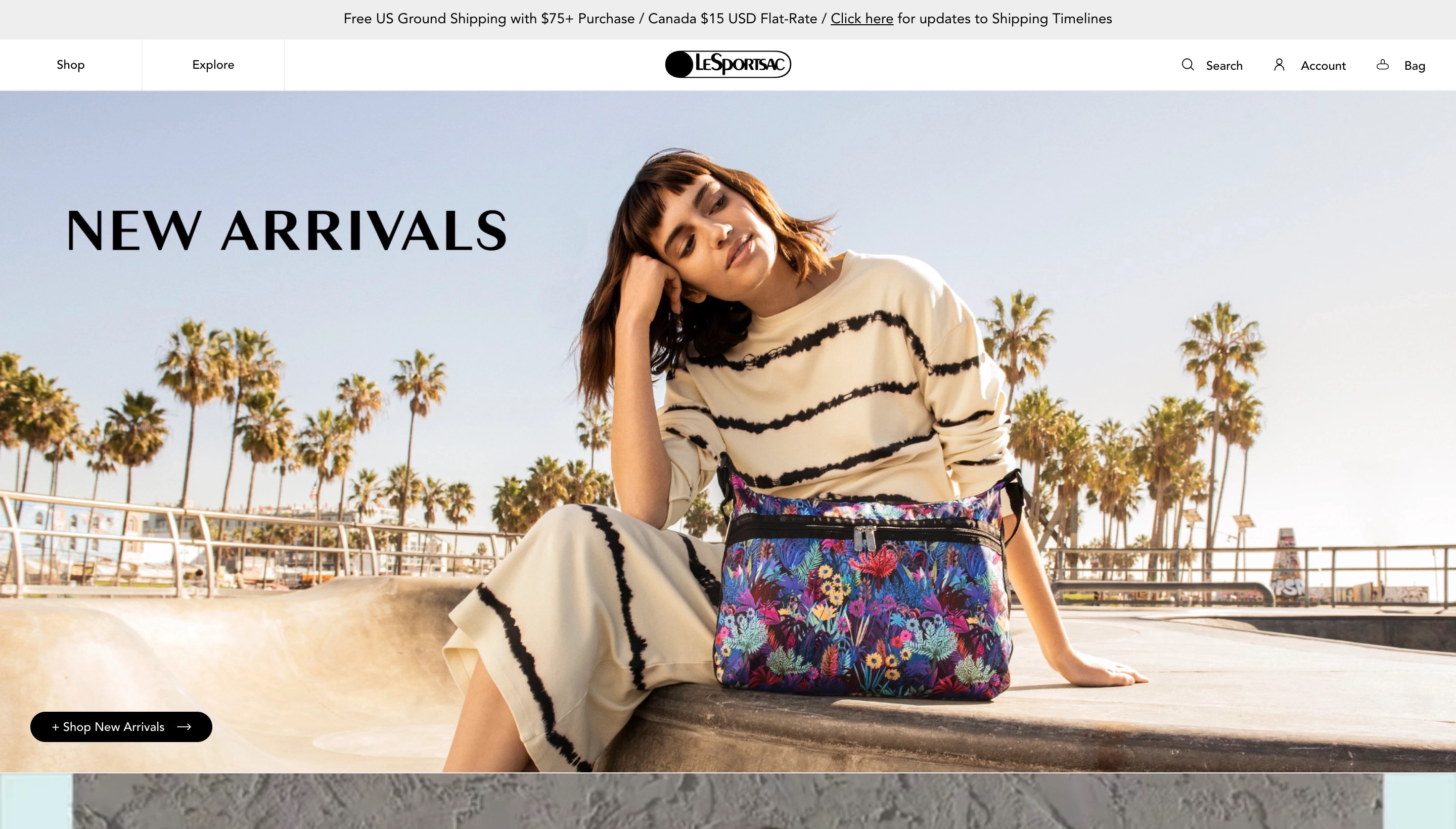 LeSportsac Shopify store screenshot