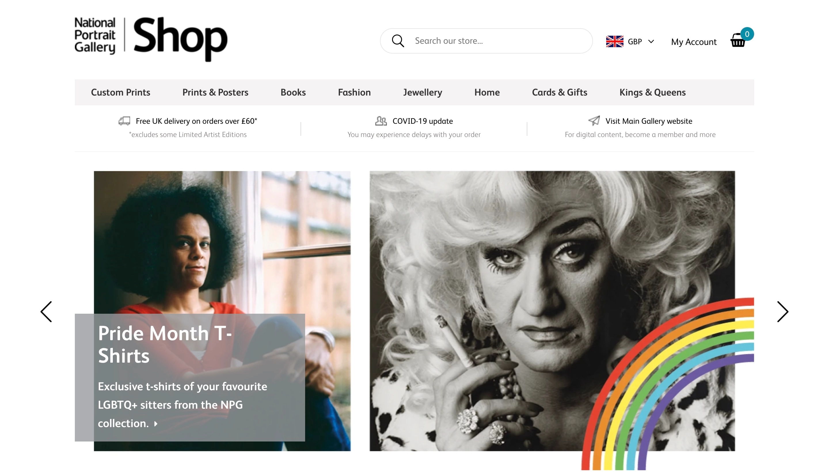 National Portrait Gallery Shopify store screenshot