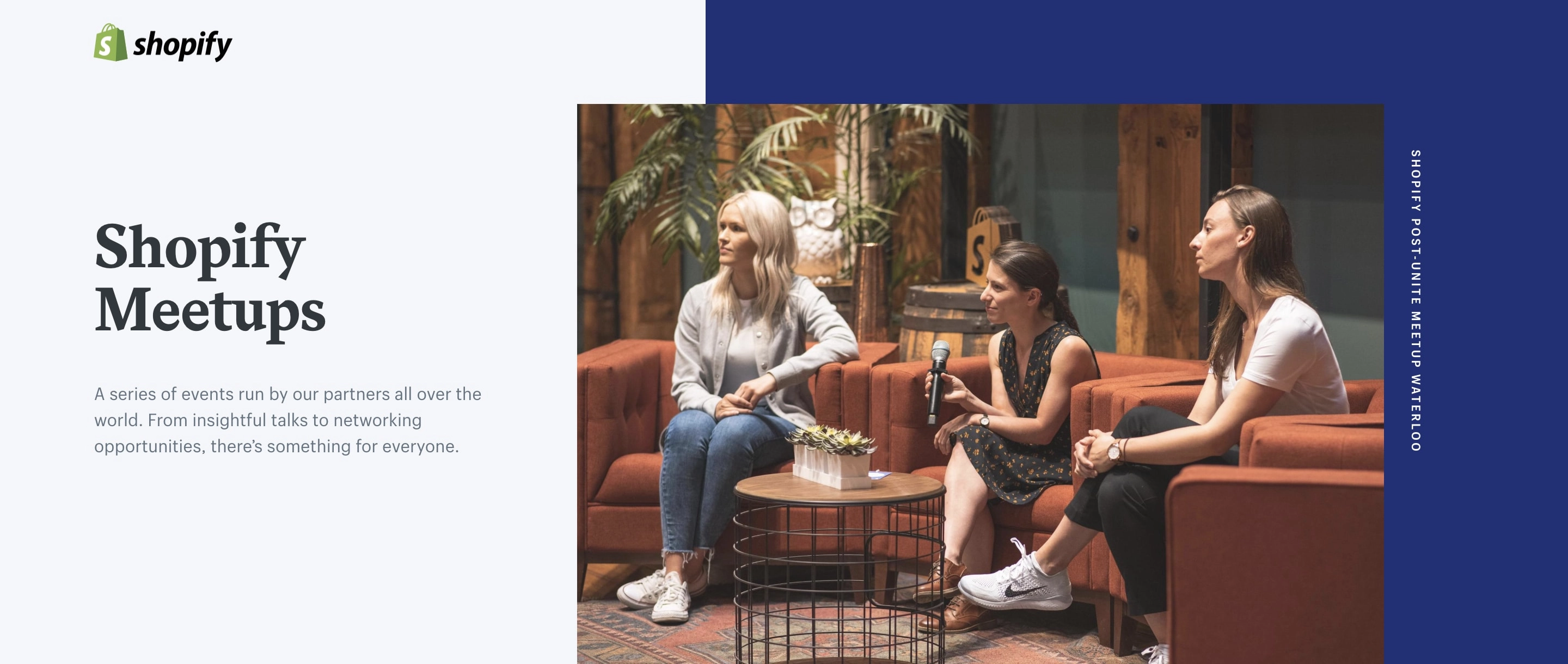 Shopify Meetups community events webpage